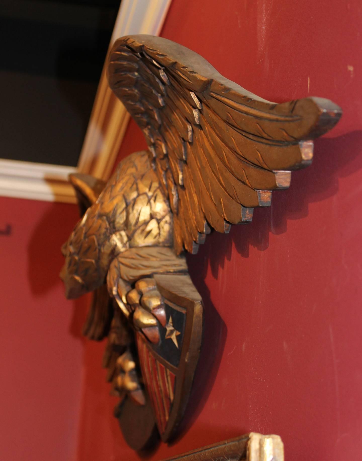 American Carved Polychrome Gilt Eagle Attributed to the Boston Artistic Carving Company
