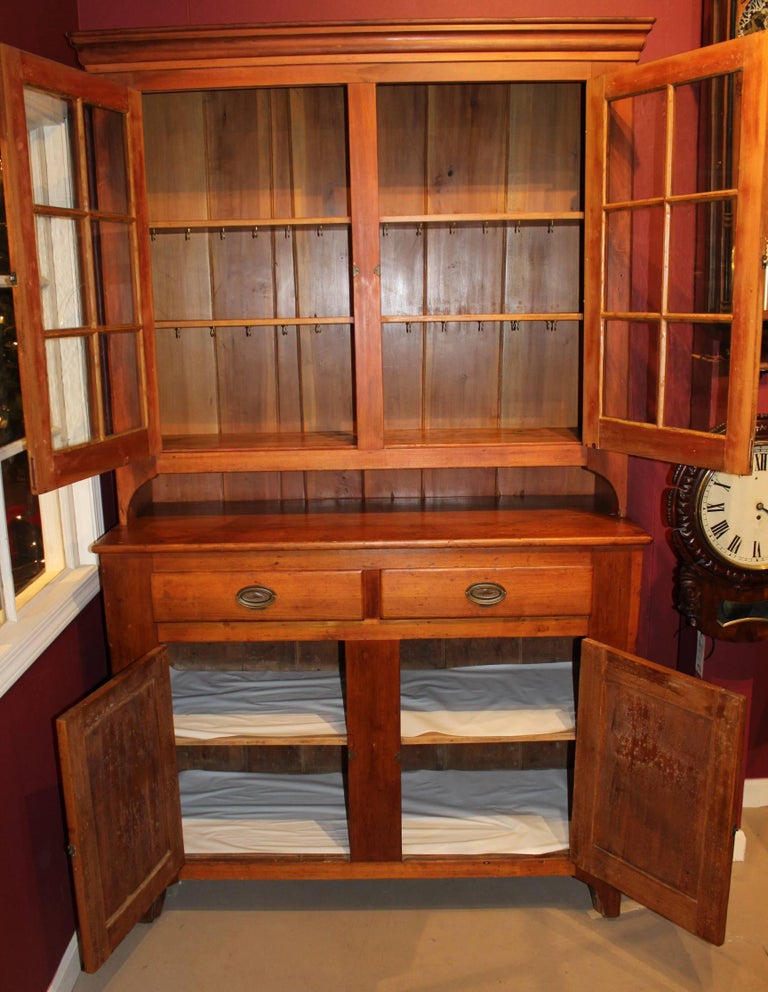 19th Century Pennsylvania Stepback Cupboard with Glazed Doors For Sale at 1stDibs stepback