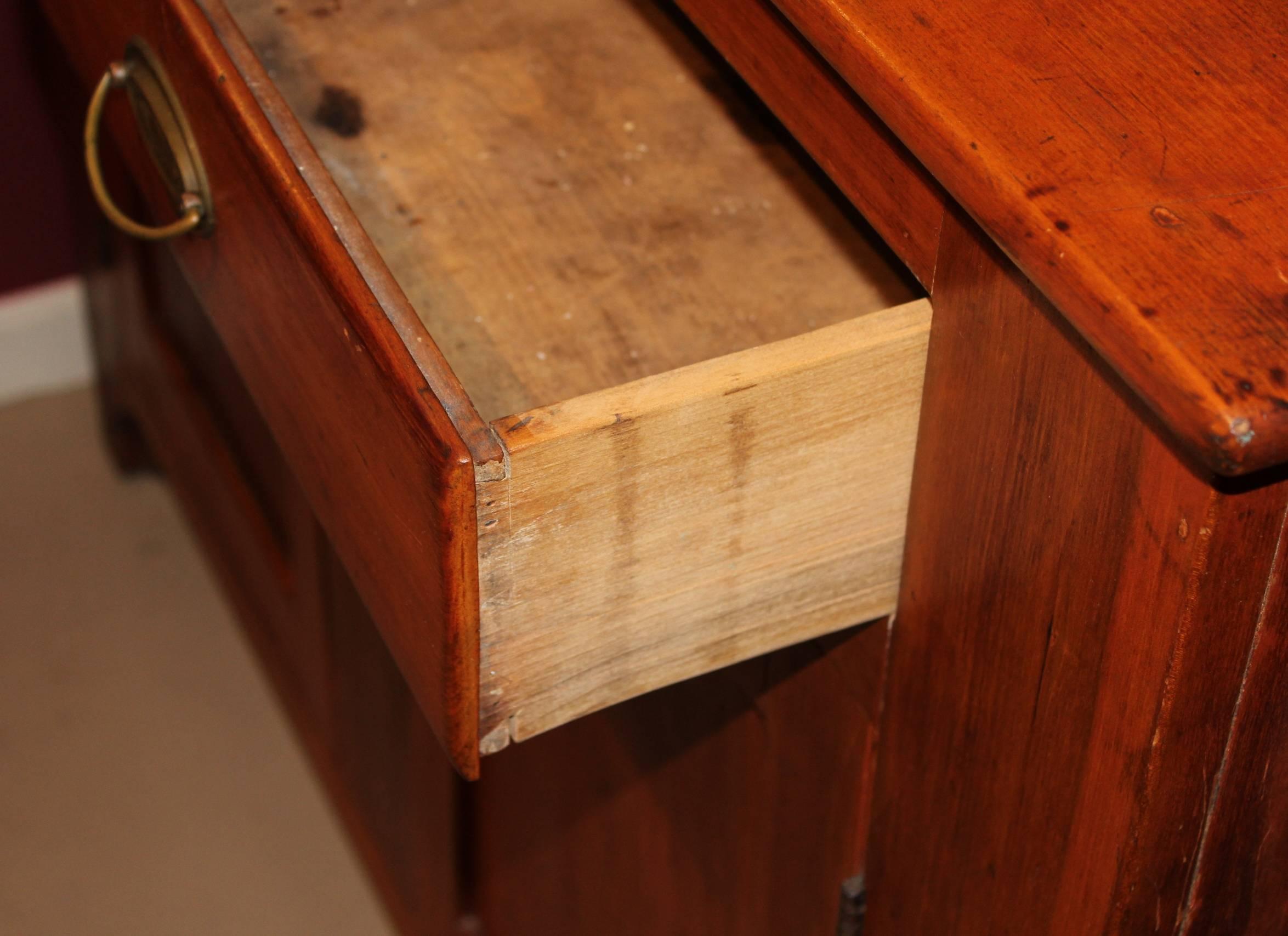 Hand-Carved 19th Century Pennsylvania Stepback Cupboard with Glazed Doors