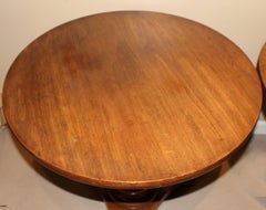 Pair of Victorian Walnut Carved Round Side Tables