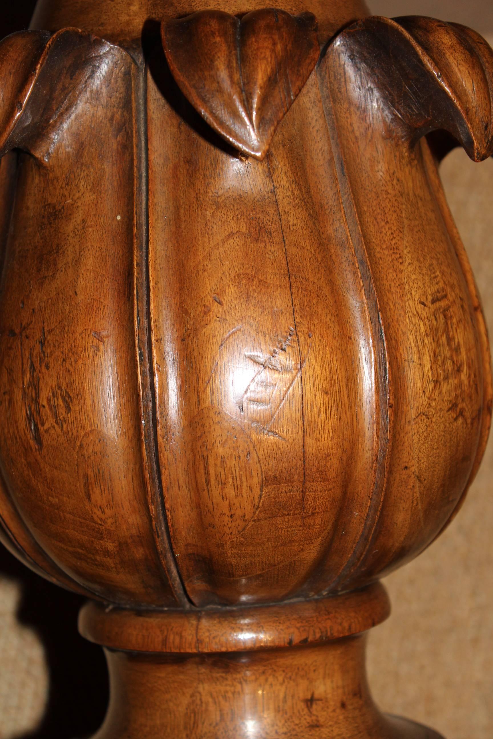 Pair of Victorian Walnut Carved Round Side Tables 2