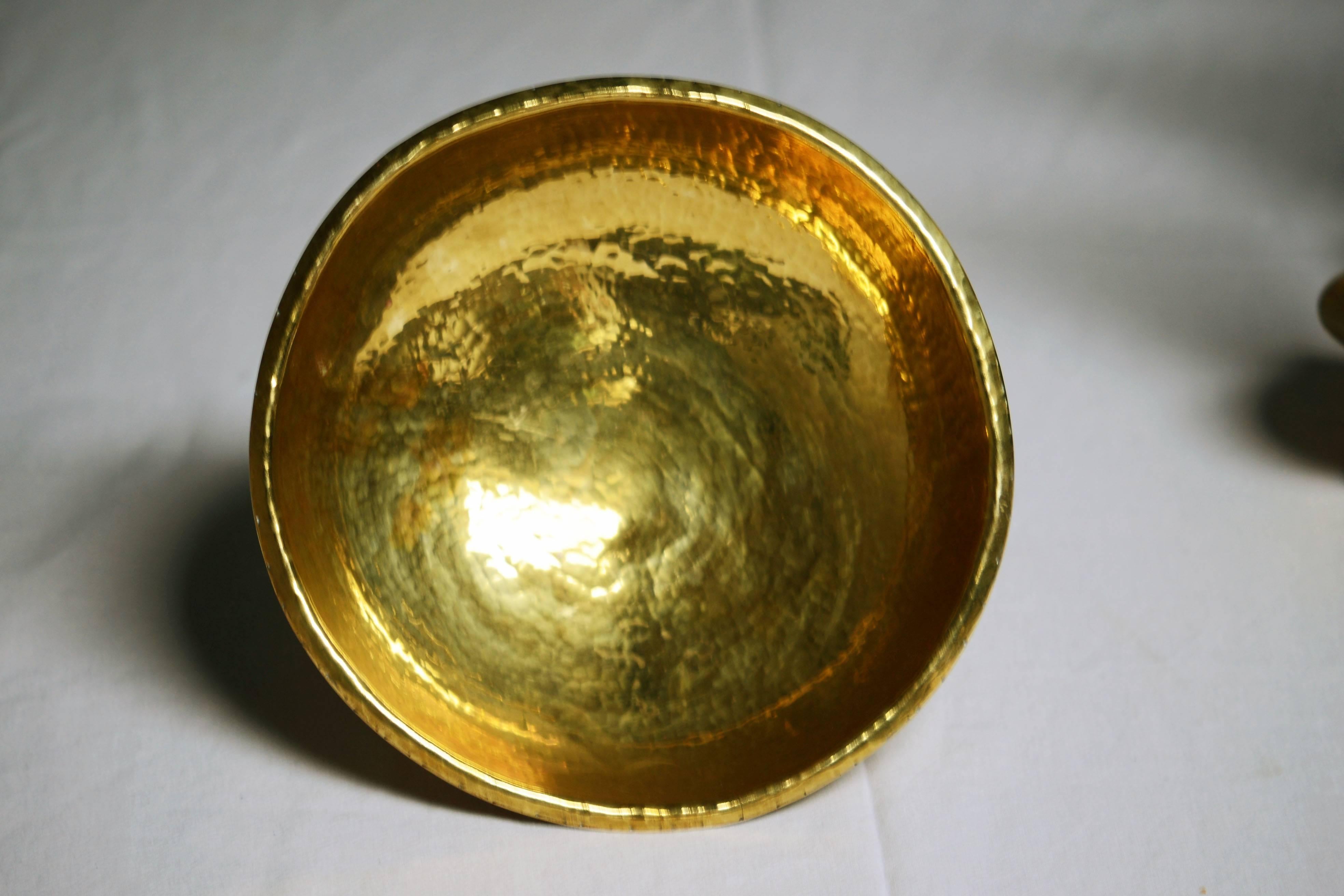 Scandinavian Modern Robert Essen Brass Hammered Bowl, Sweden