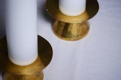 Robert Essen Pair of Brass Hammered Candleholders, Sweden
