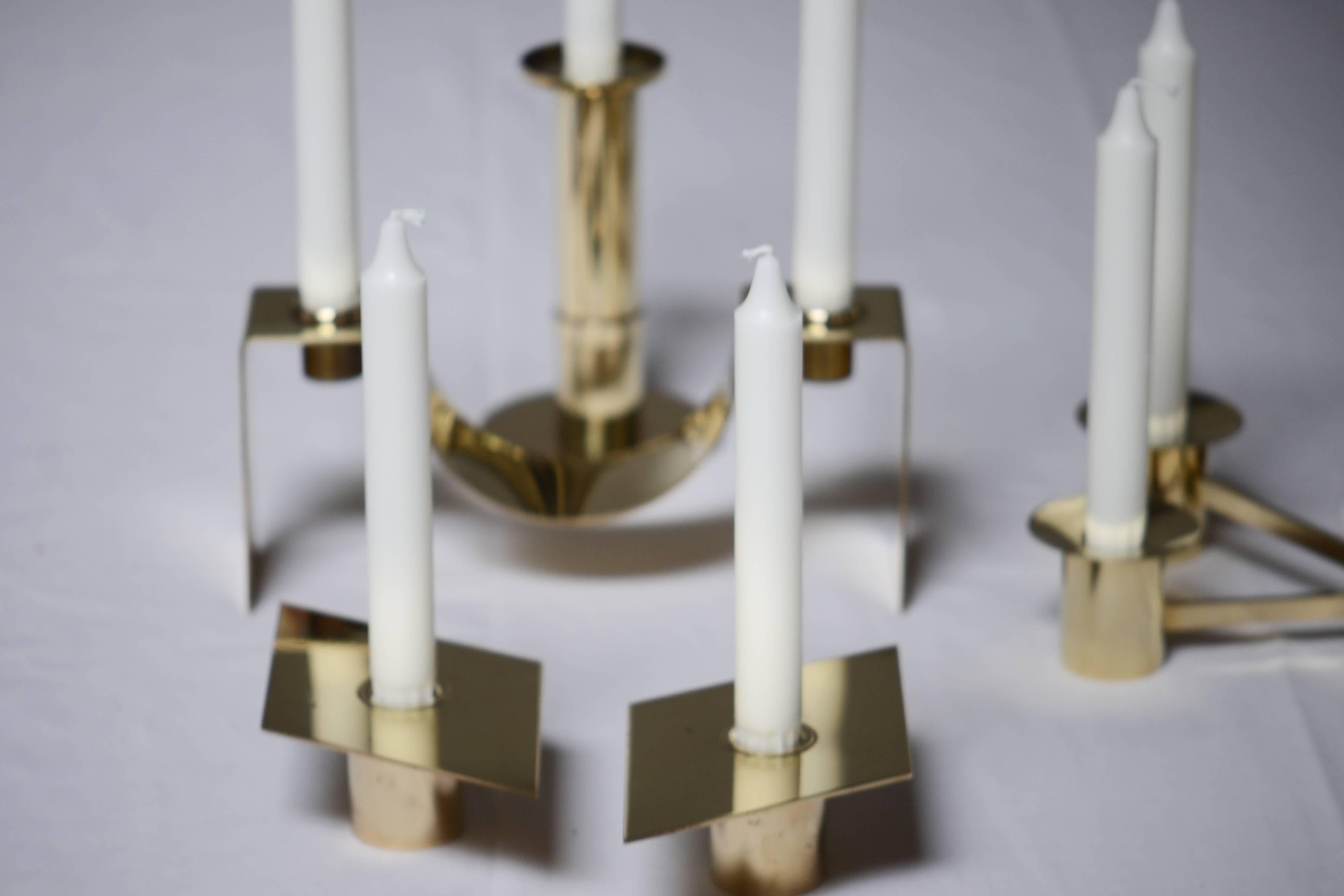 Sigurd Persson Pair of Brass Candlesticks, Sweden, 1950s-1960s In Good Condition In Brussels, BE