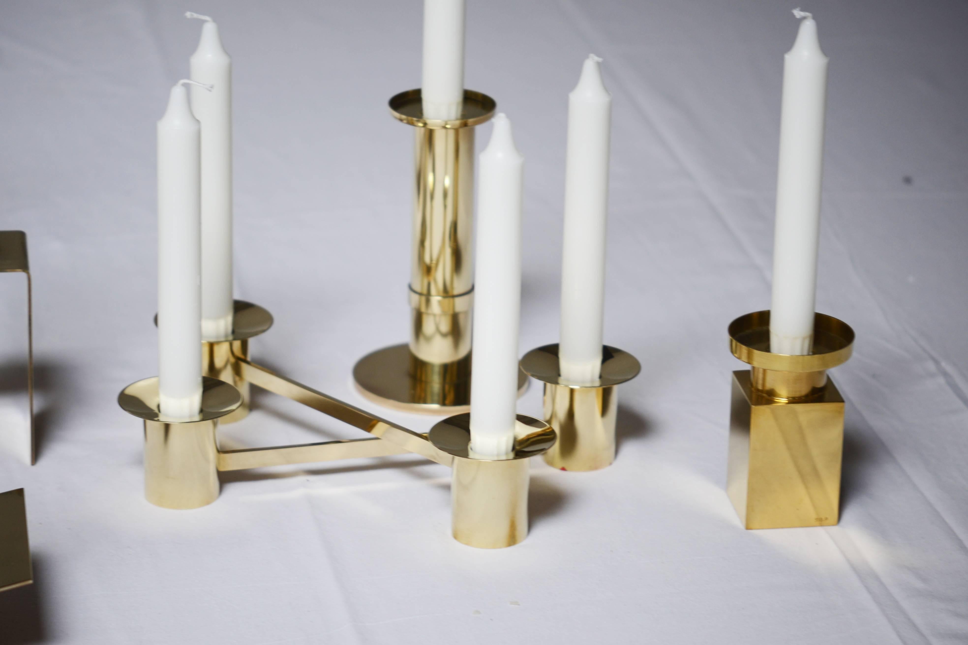 Sigurd Persson Pair of Brass Candlesticks, Sweden, 1950s-1960s 1