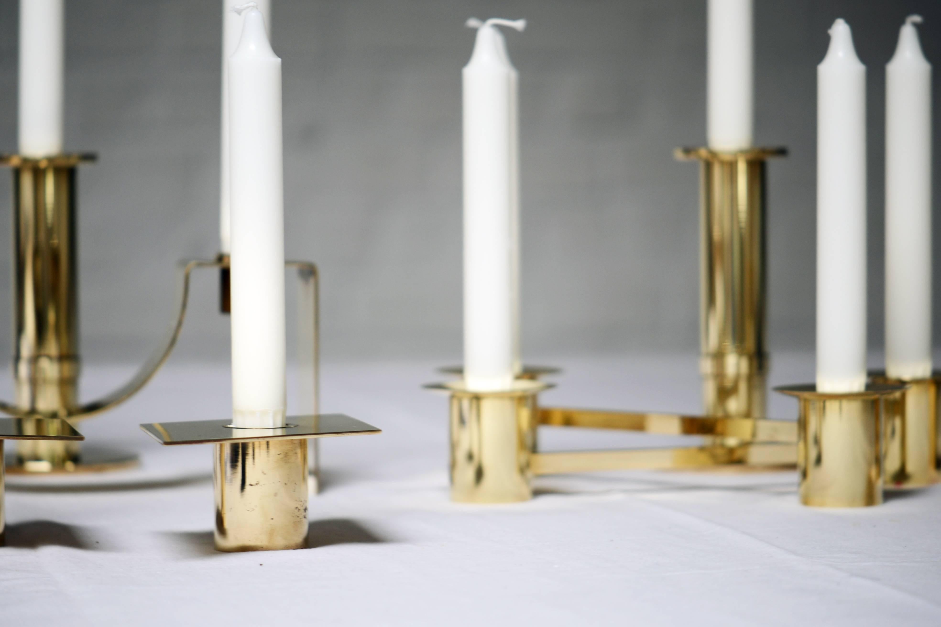 Sigurd Persson Pair of Brass Candlesticks, Sweden, 1950s-1960s 4