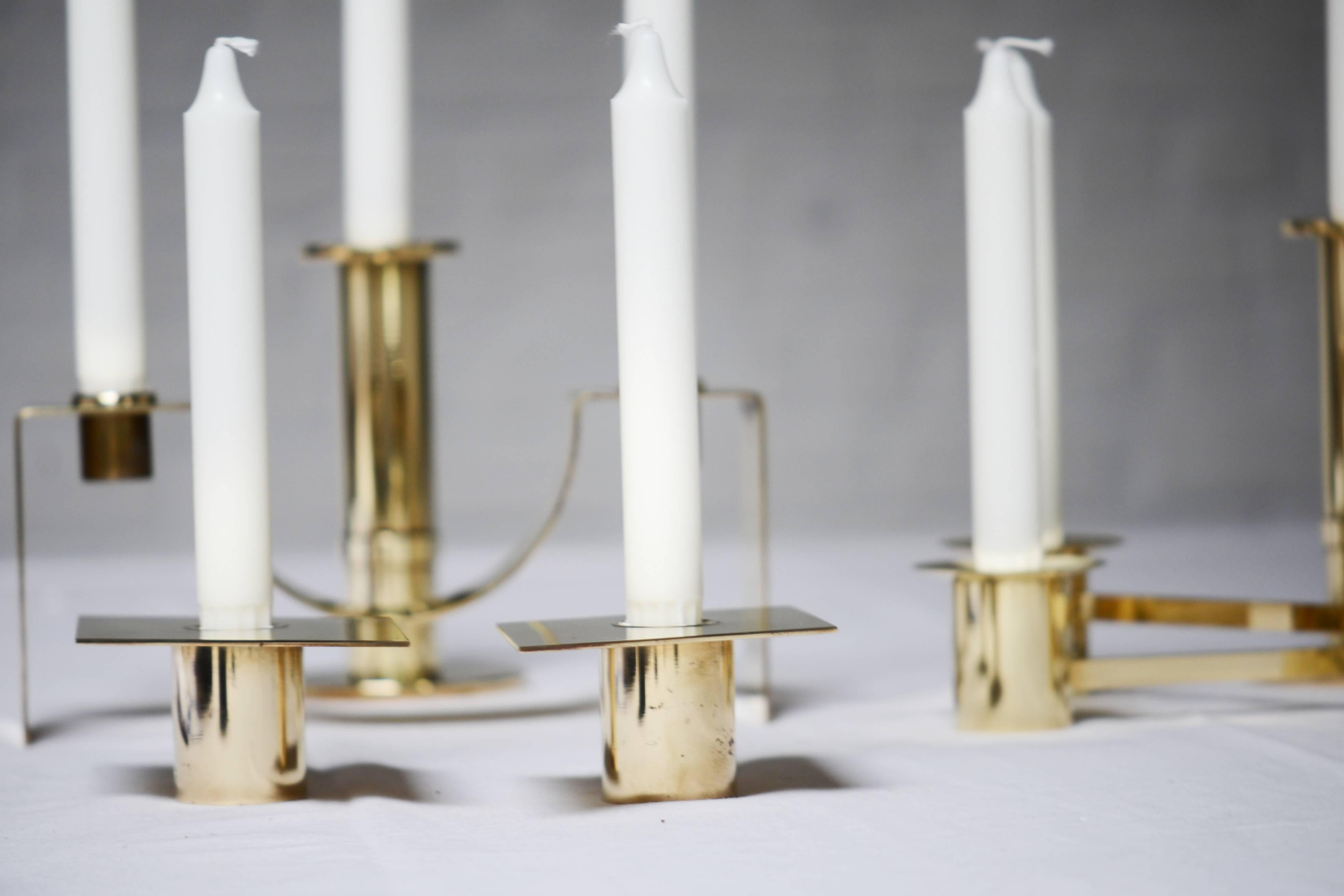 Mid-20th Century Sigurd Persson, Pair of Brass Candlesticks, Sweden, 1950s-1960s For Sale