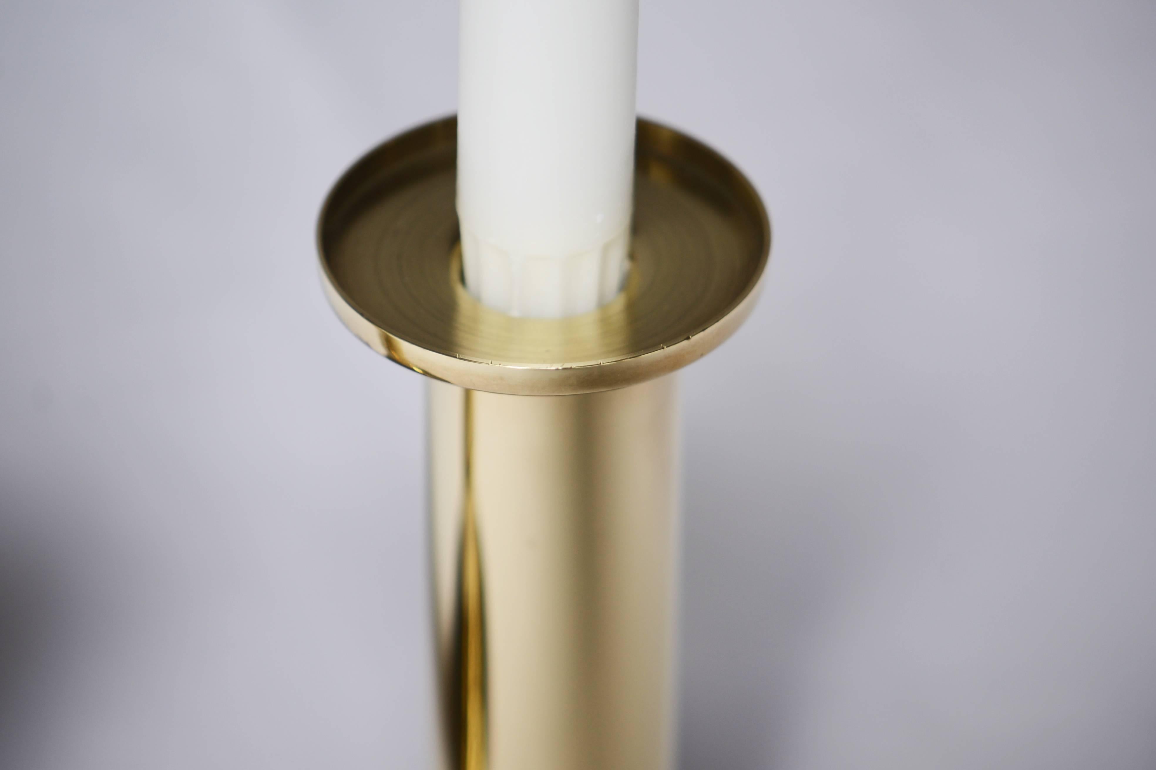 Sigurd Persson Pair of Brass Candlesticks, Sweden, 1950s-1960s In Good Condition For Sale In Brussels, BE