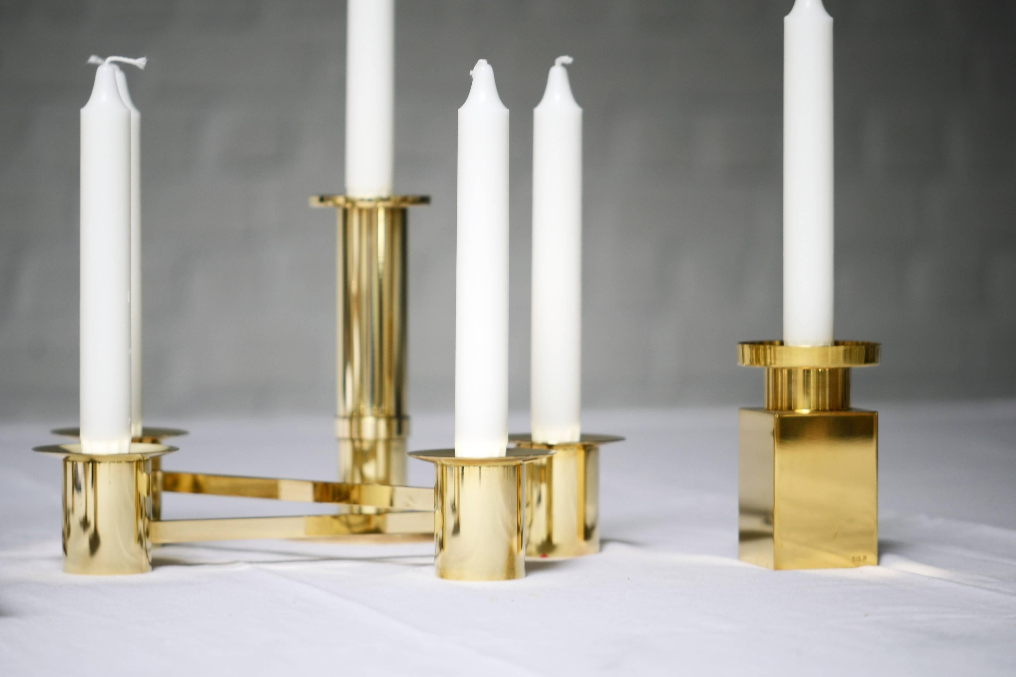 Sigurd Persson Pair of Brass Candlesticks, Sweden, 1950s-1960s For Sale 4