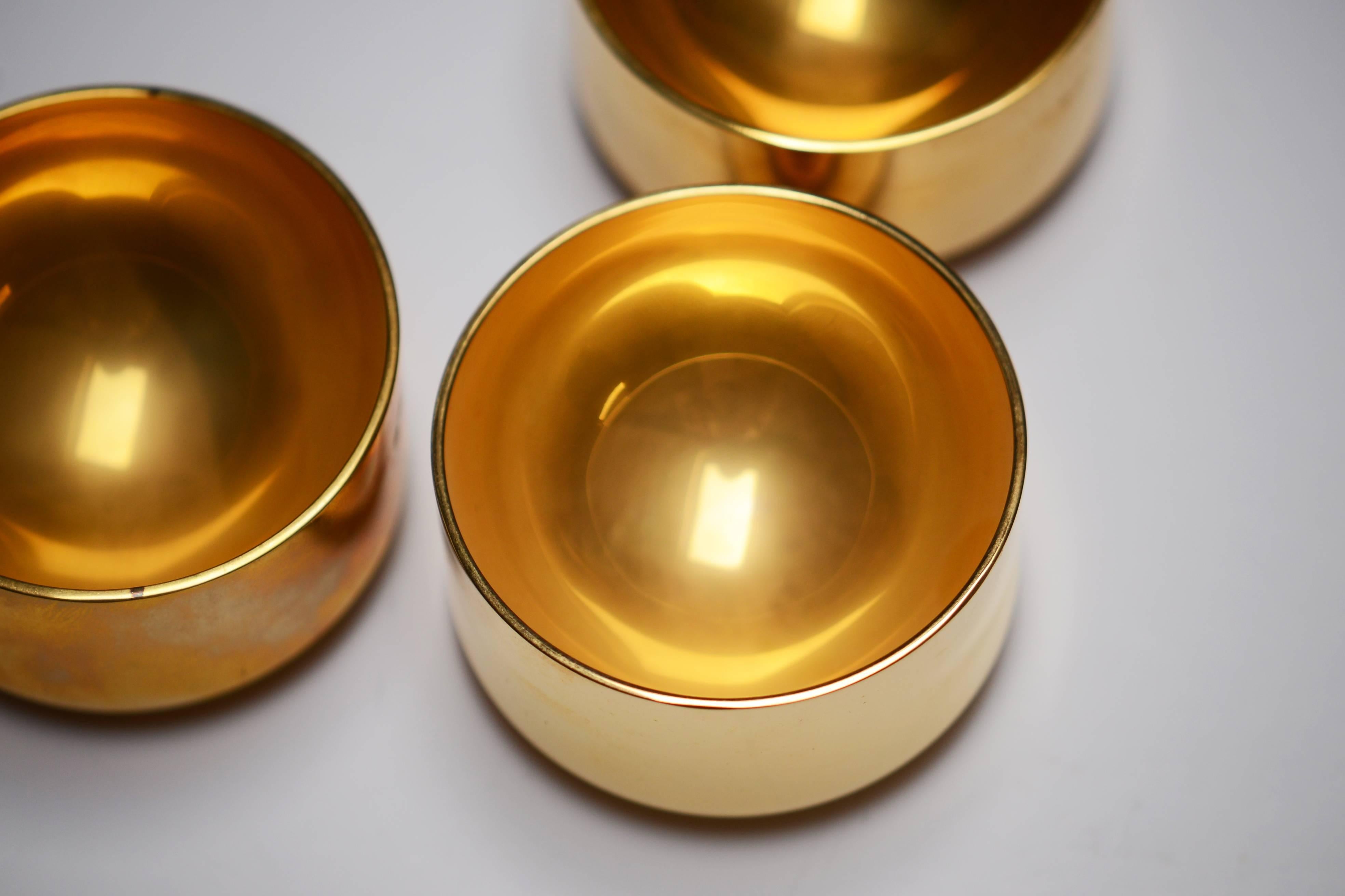 Pierre Forssell 12 Gold-Plated Alcohol Tasters, Made by Skultuna, Sweden In Good Condition For Sale In Brussels, BE