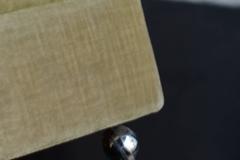 Swedish Dux Light Green Velvet Pouf or Ottoman on wheels, 1970s