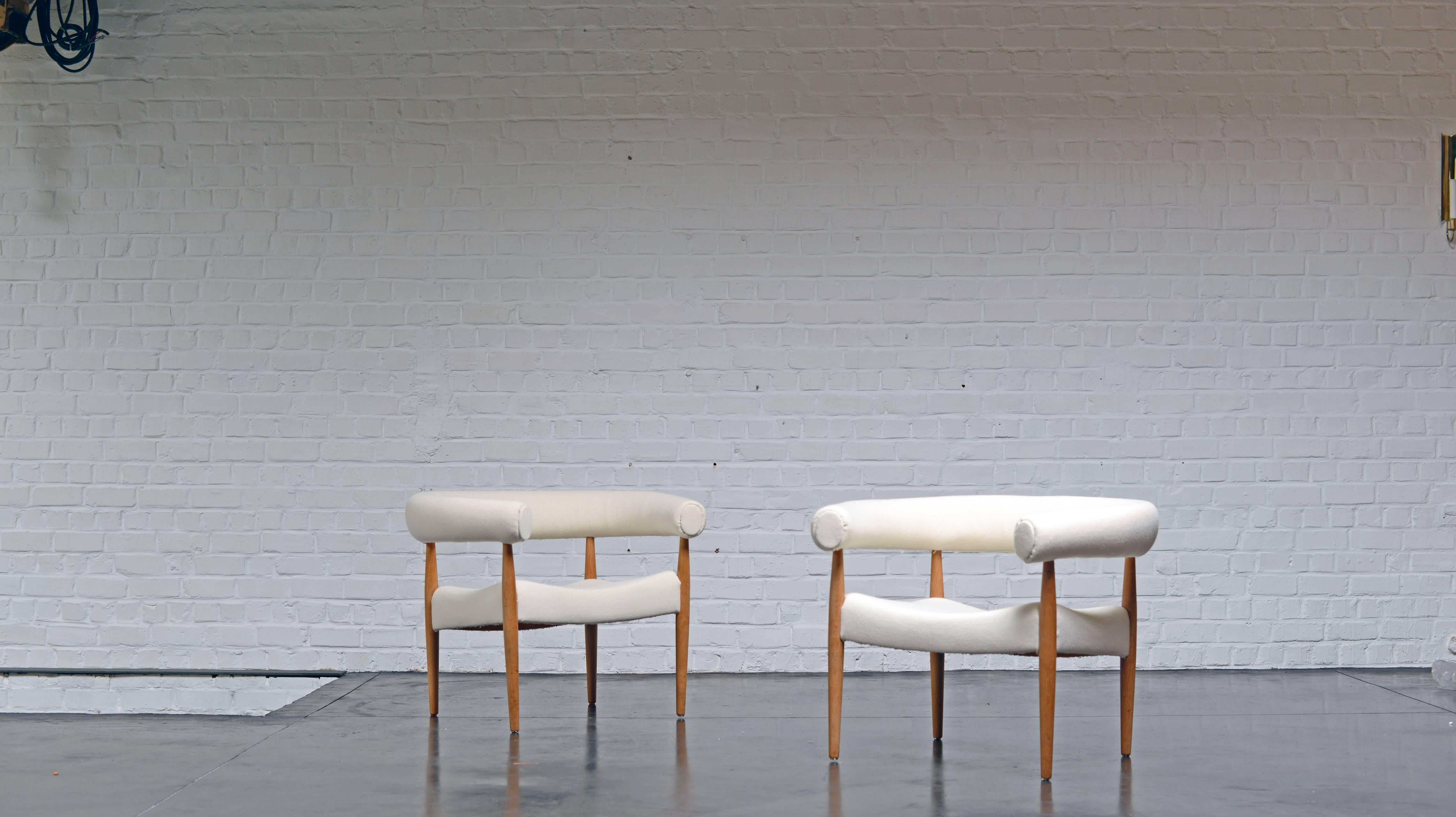 Nanna Ditzel Pair of Sausage Easy Chairs Made by Kolds Savværk, 1958 For Sale 1