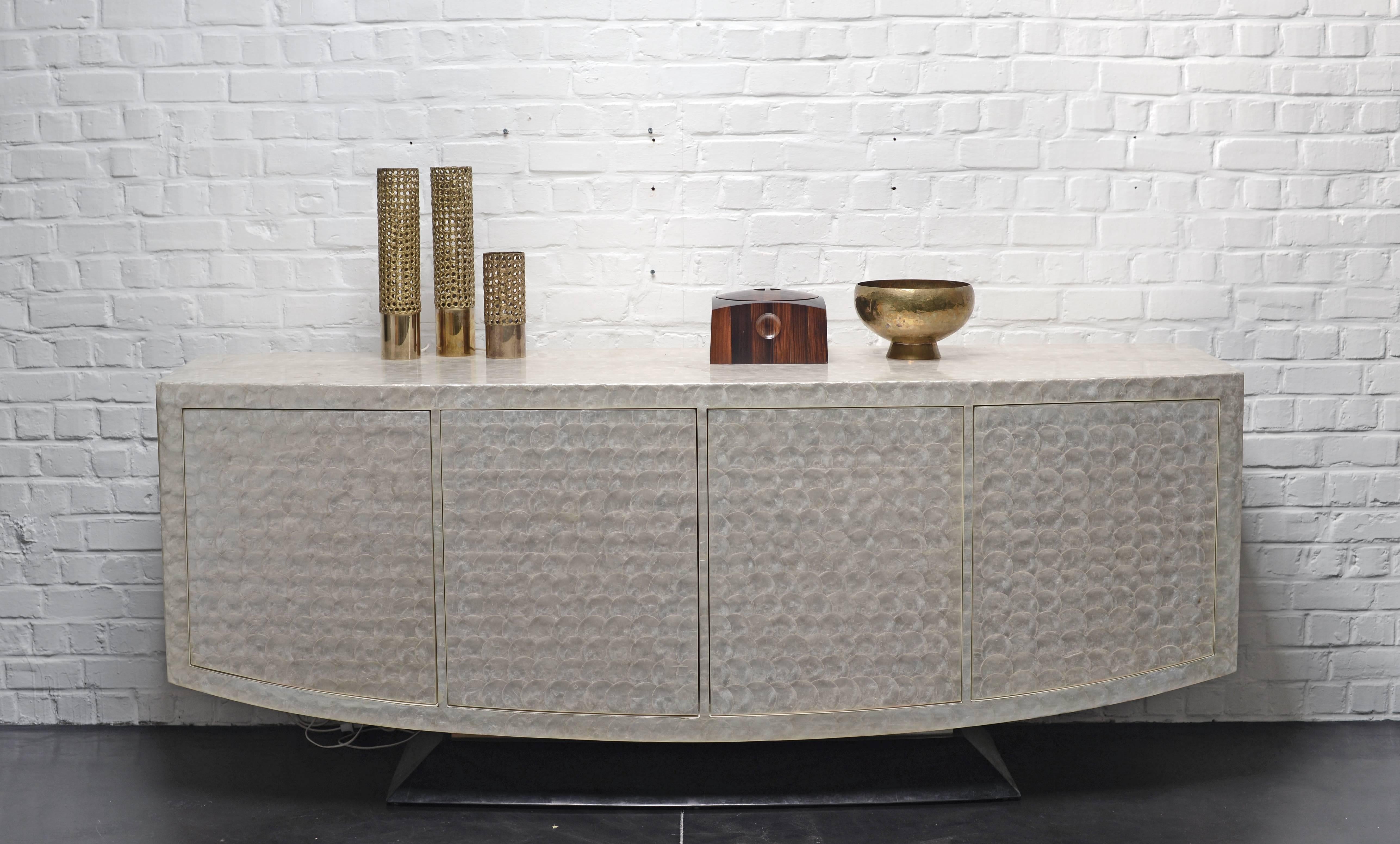 Unique French Long Shell Sideboard, 1960s-1970s In Good Condition For Sale In Brussels, BE