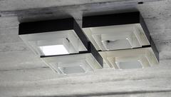 Modernist Ceiling Square Lamps 4pc Made by RAAK, Amsterdam, circa 1950