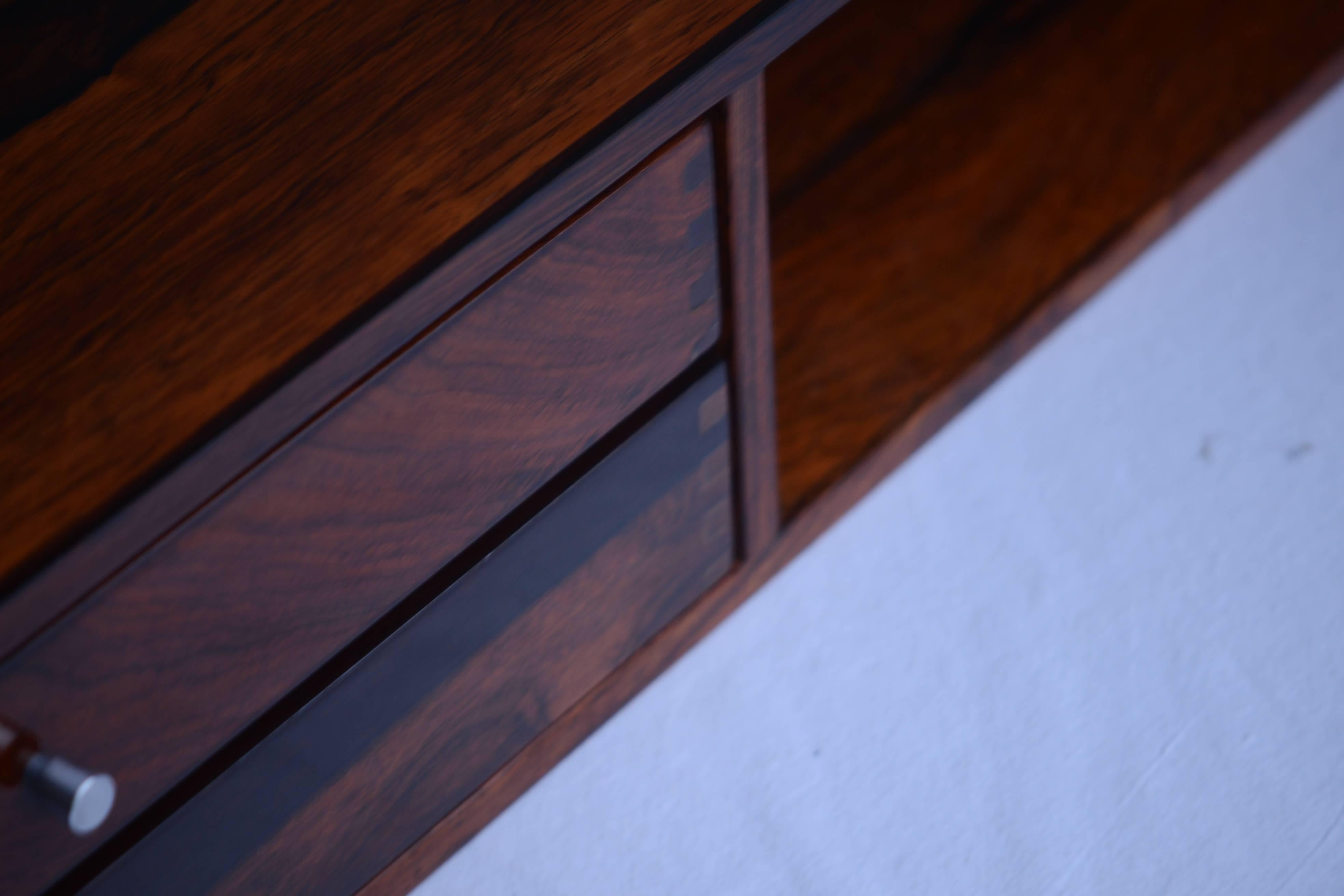 Mid-20th Century Kai Kristiansen Rare Rosewood Wall Floating Table, High Gloss Polished by Hand For Sale