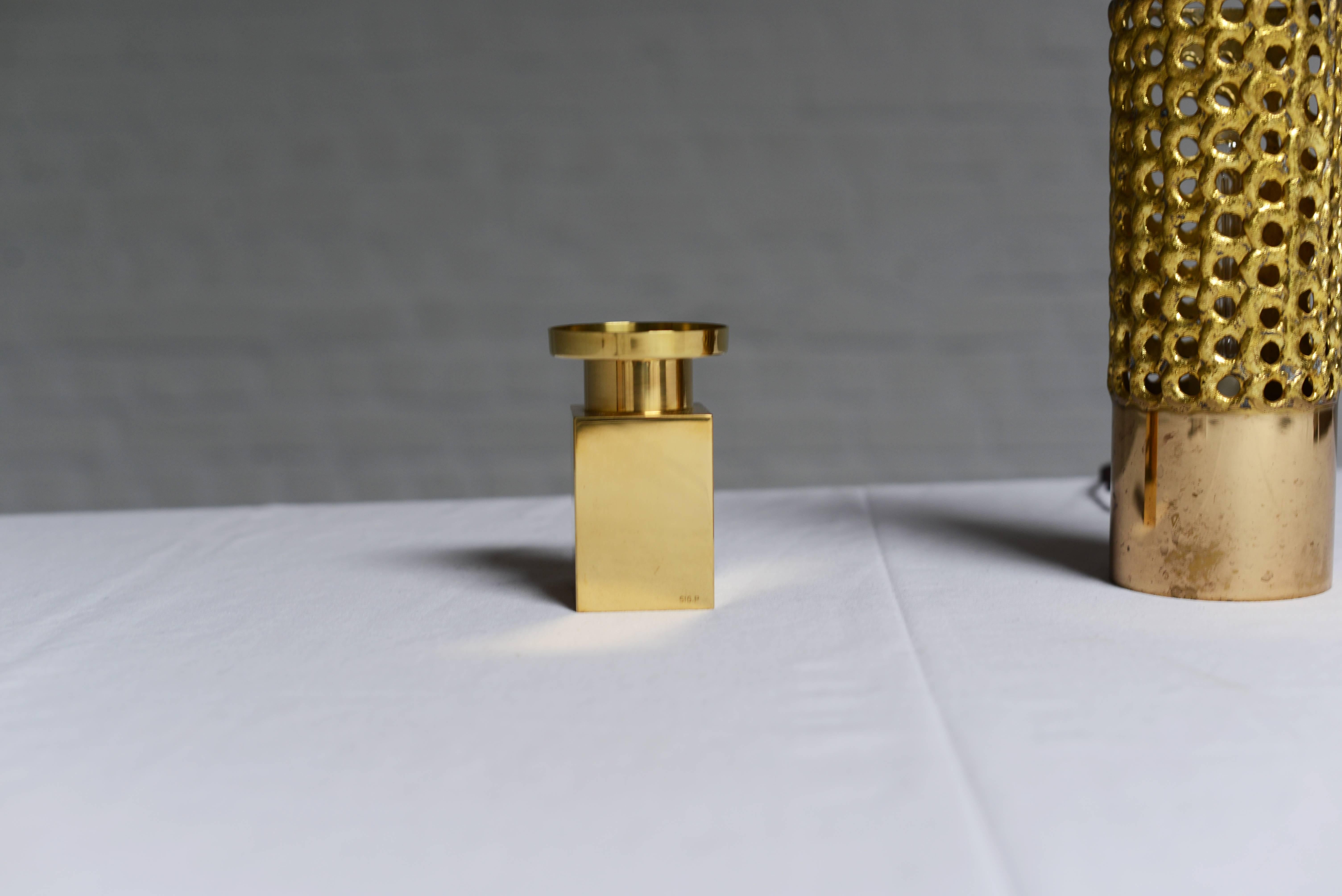 Sigurd Persson, Heavy Brass Candlestick, Sweden, 1950s-1960s In Good Condition For Sale In Brussels, BE