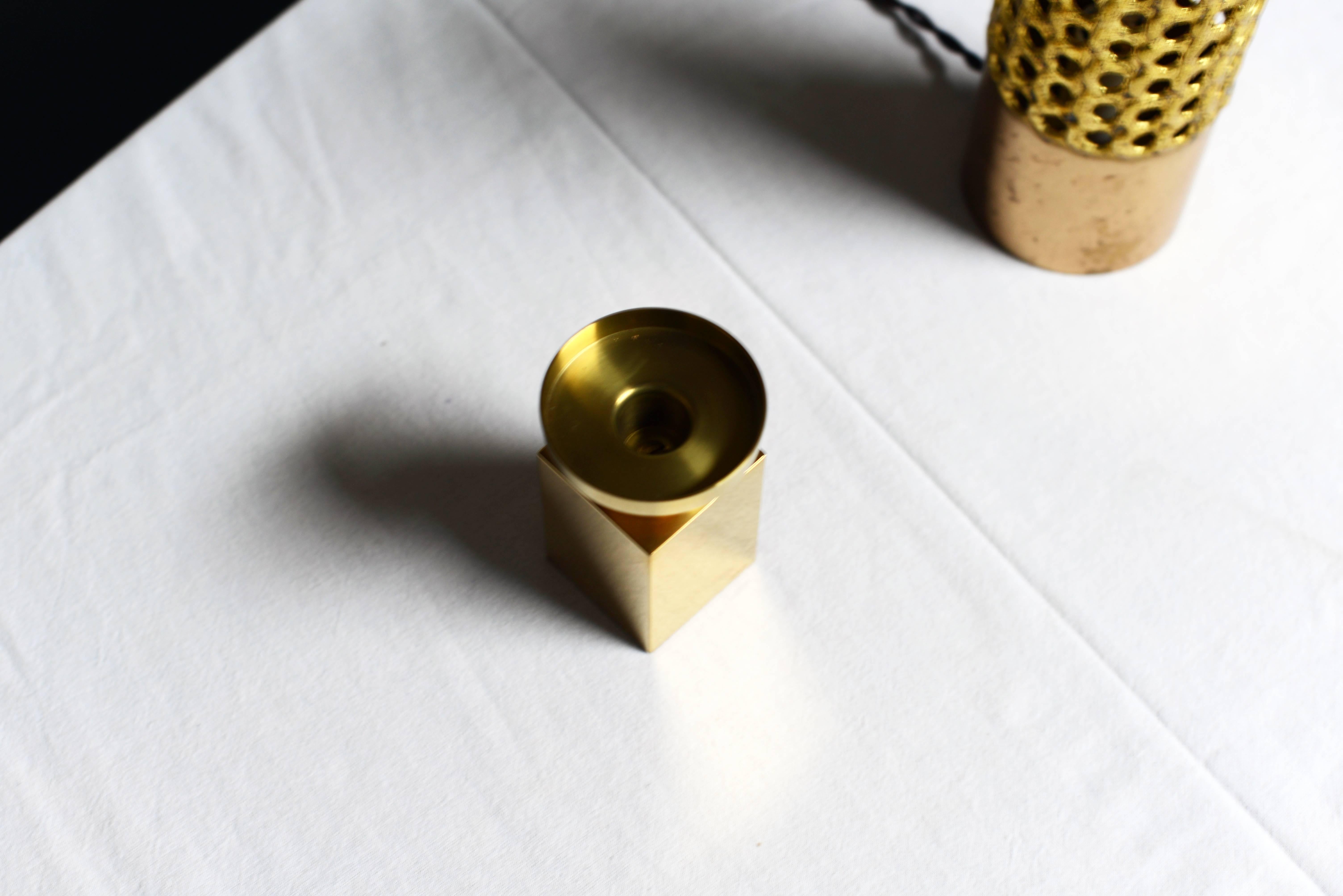Mid-20th Century Sigurd Persson, Heavy Brass Candlestick, Sweden, 1950s-1960s For Sale