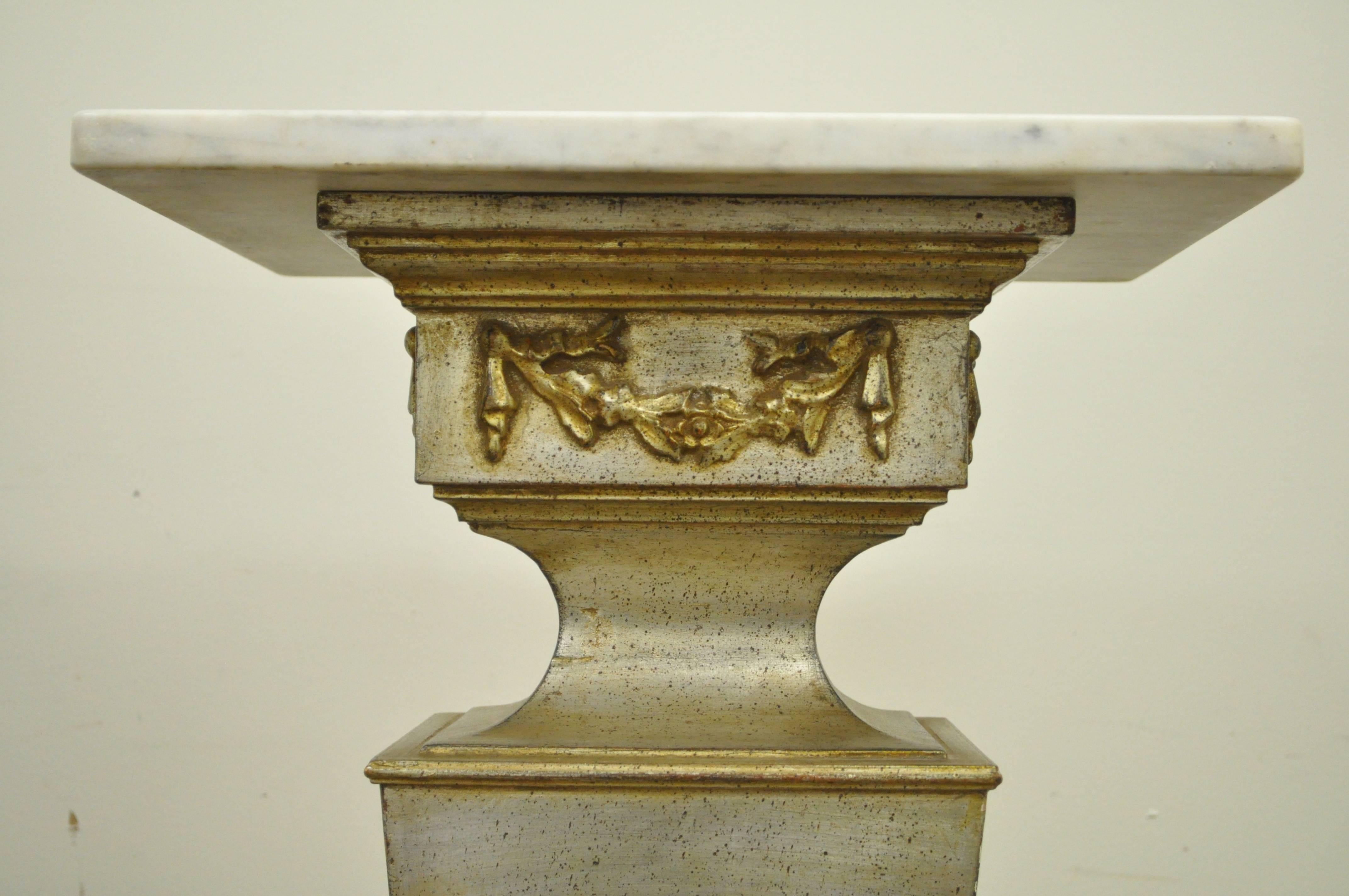 Hollywood Regency Pair of 20th Century Italian Florentine Marble Top Pedestals or Bust Stands
