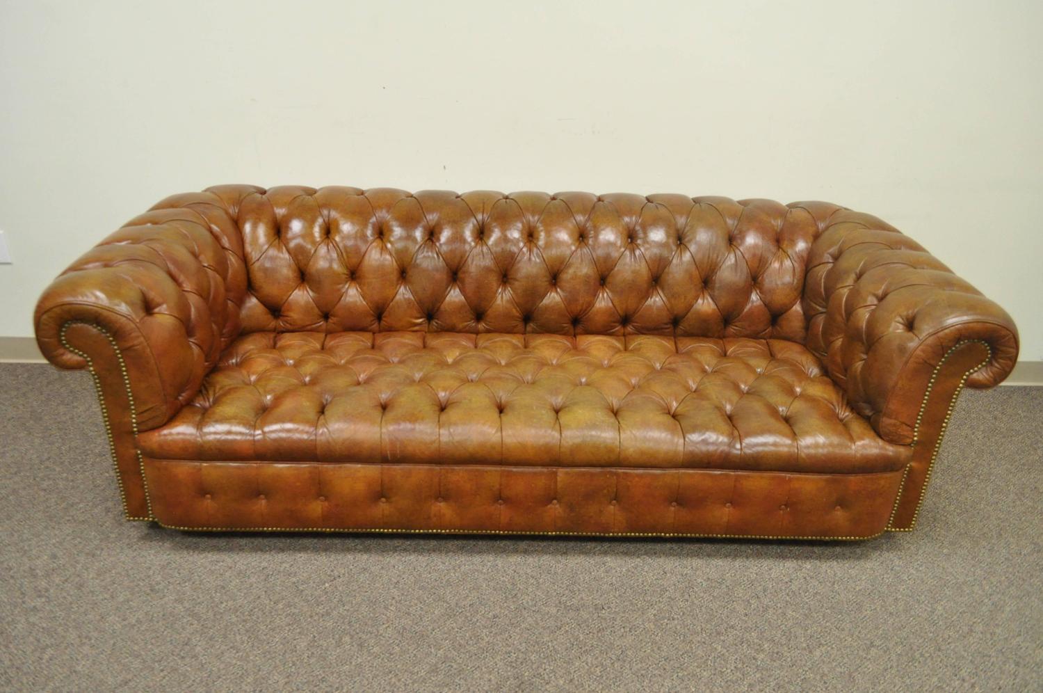 henredon leather chesterfield sofa