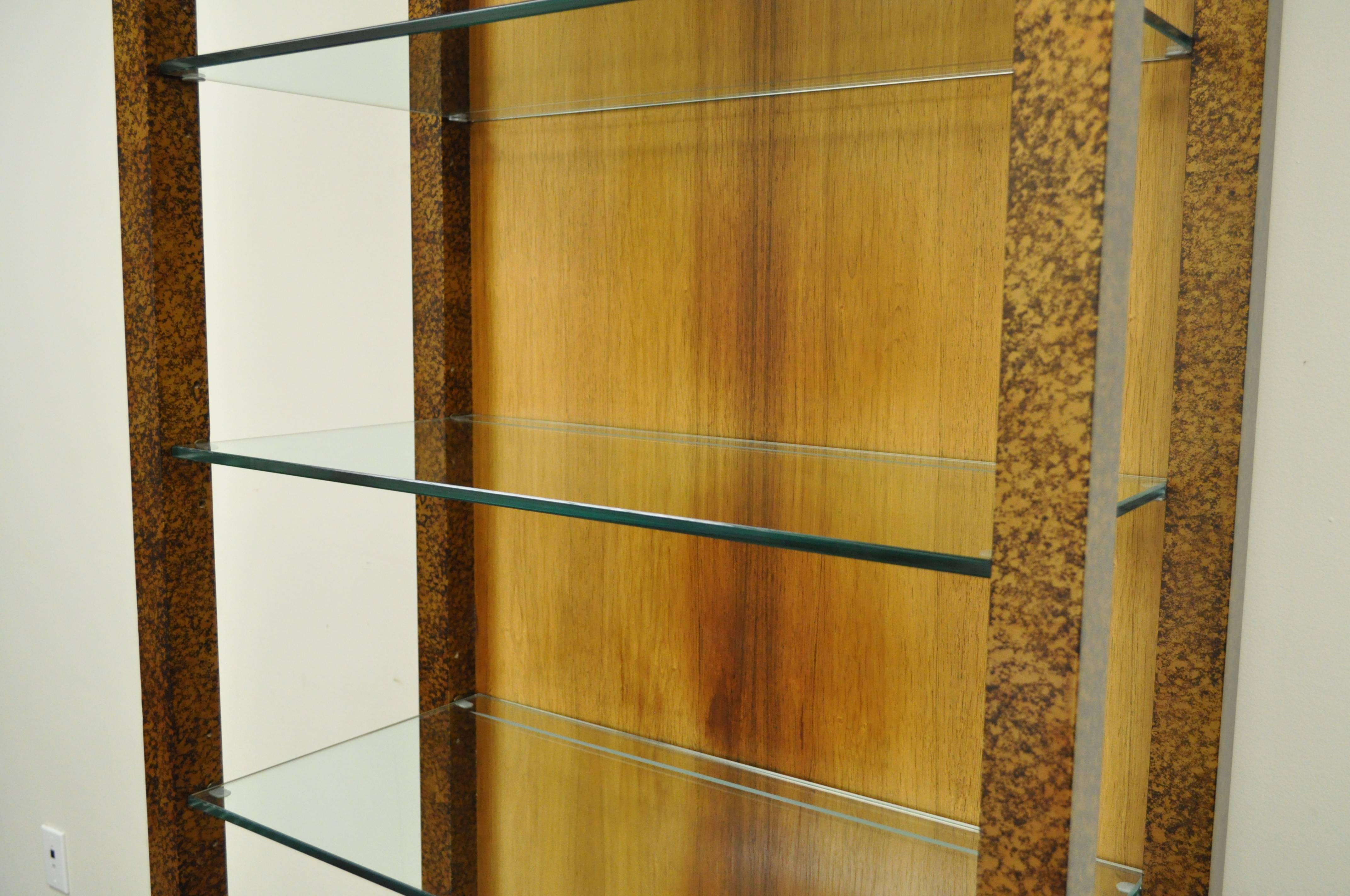American Mid-Century Modern Rosewood & Glass Henredon Oil Drop Etagerè Bookcase Shelf