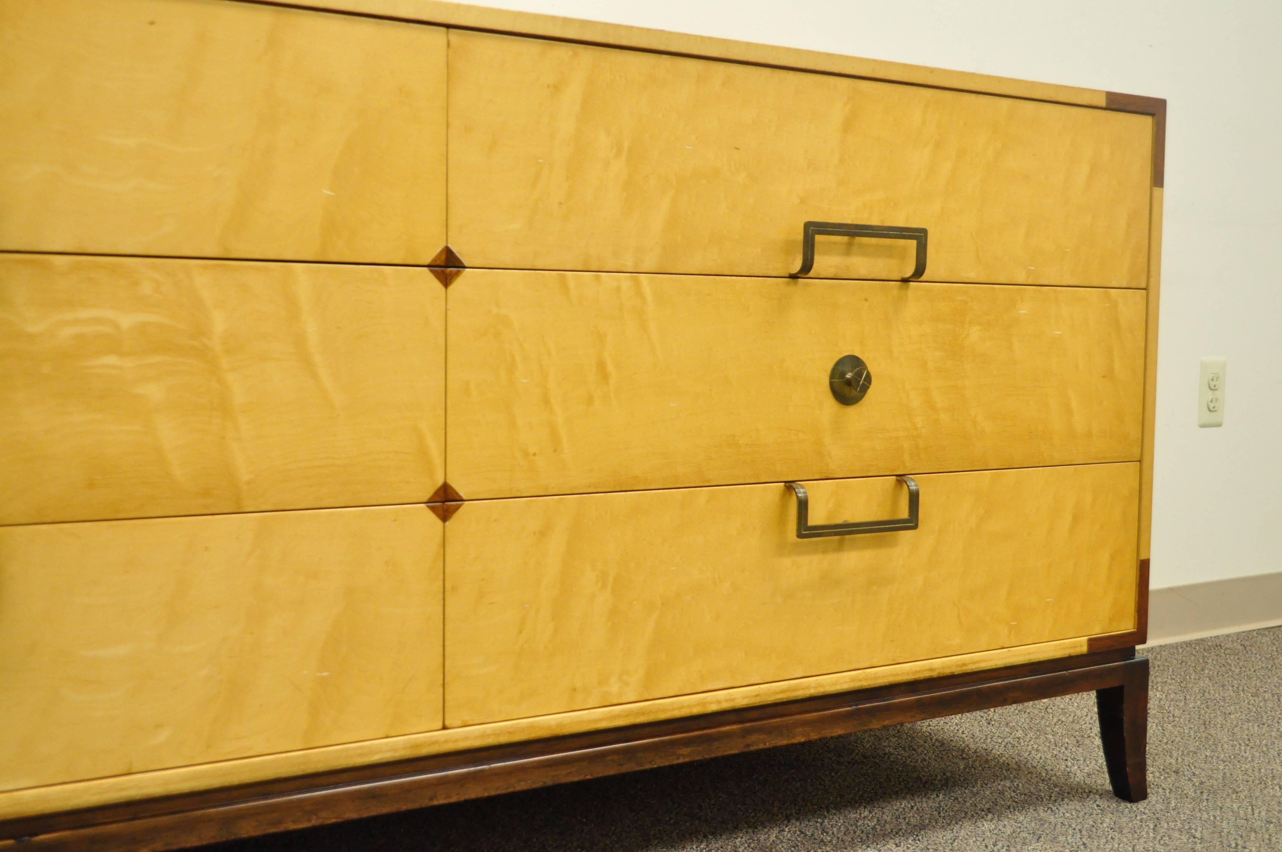 Mid-Century Modern Tommi Parzinger for Parzinger Originals Maple & Mahogany Dresser Chest Credenza For Sale