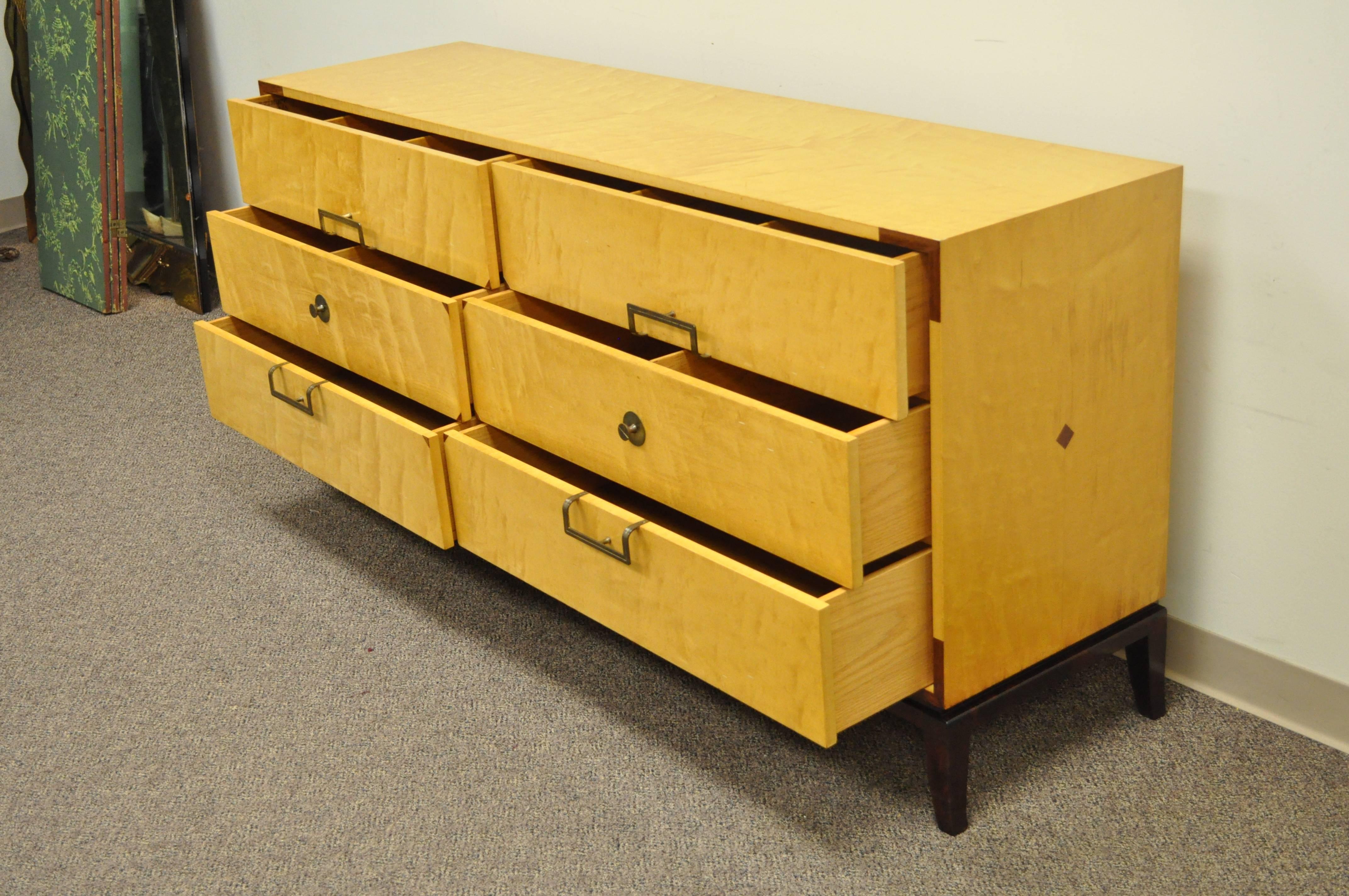 American Tommi Parzinger for Parzinger Originals Maple & Mahogany Dresser Chest Credenza For Sale