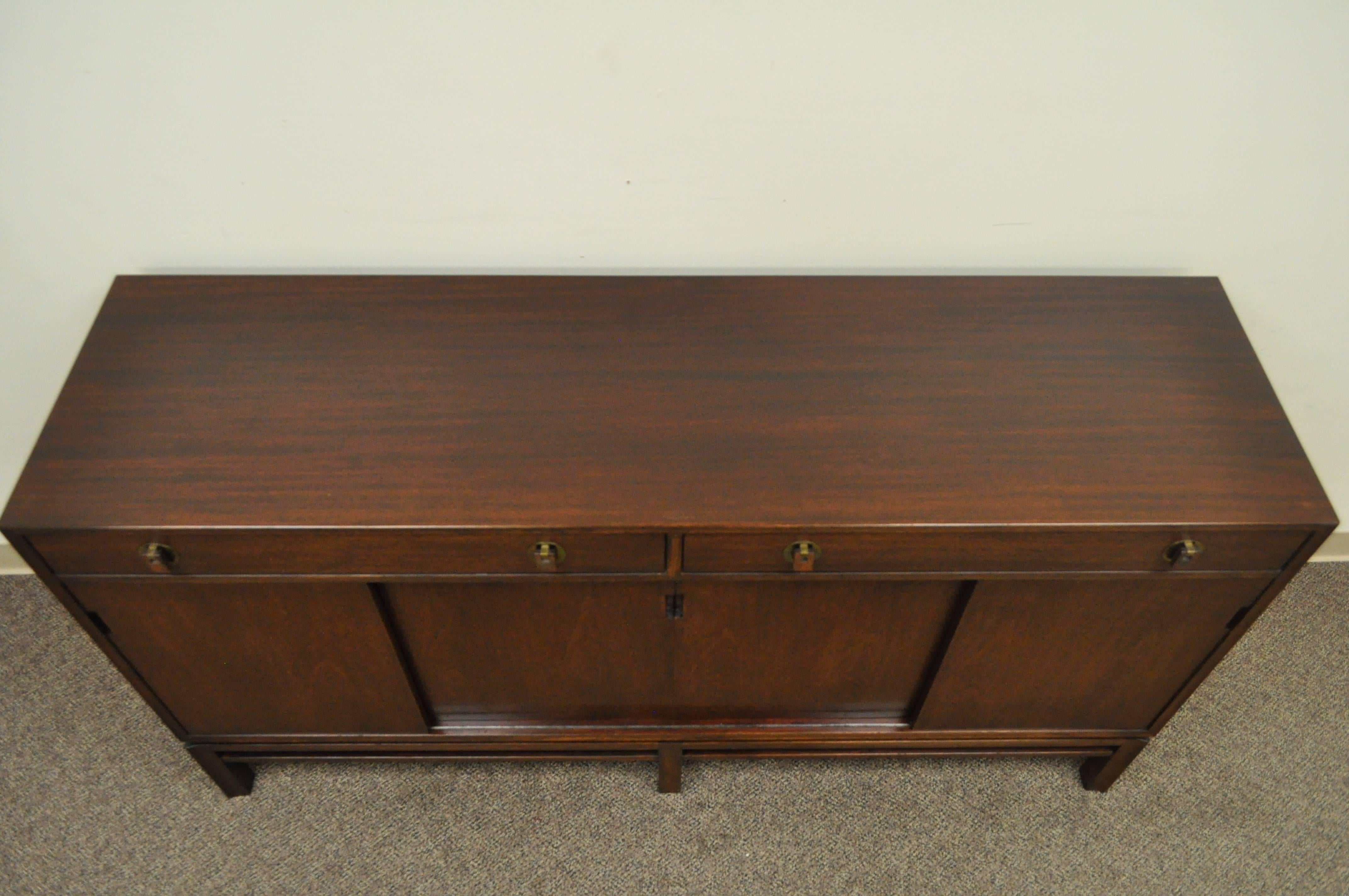 Mid-20th Century Edward Wormley for Dunbar Mahogany Sliding Door Sideboard or Credenza Cabinet For Sale