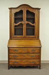 Baker Furniture Country French Provincial Louis XV Walnut Bonnet Secretary Desk