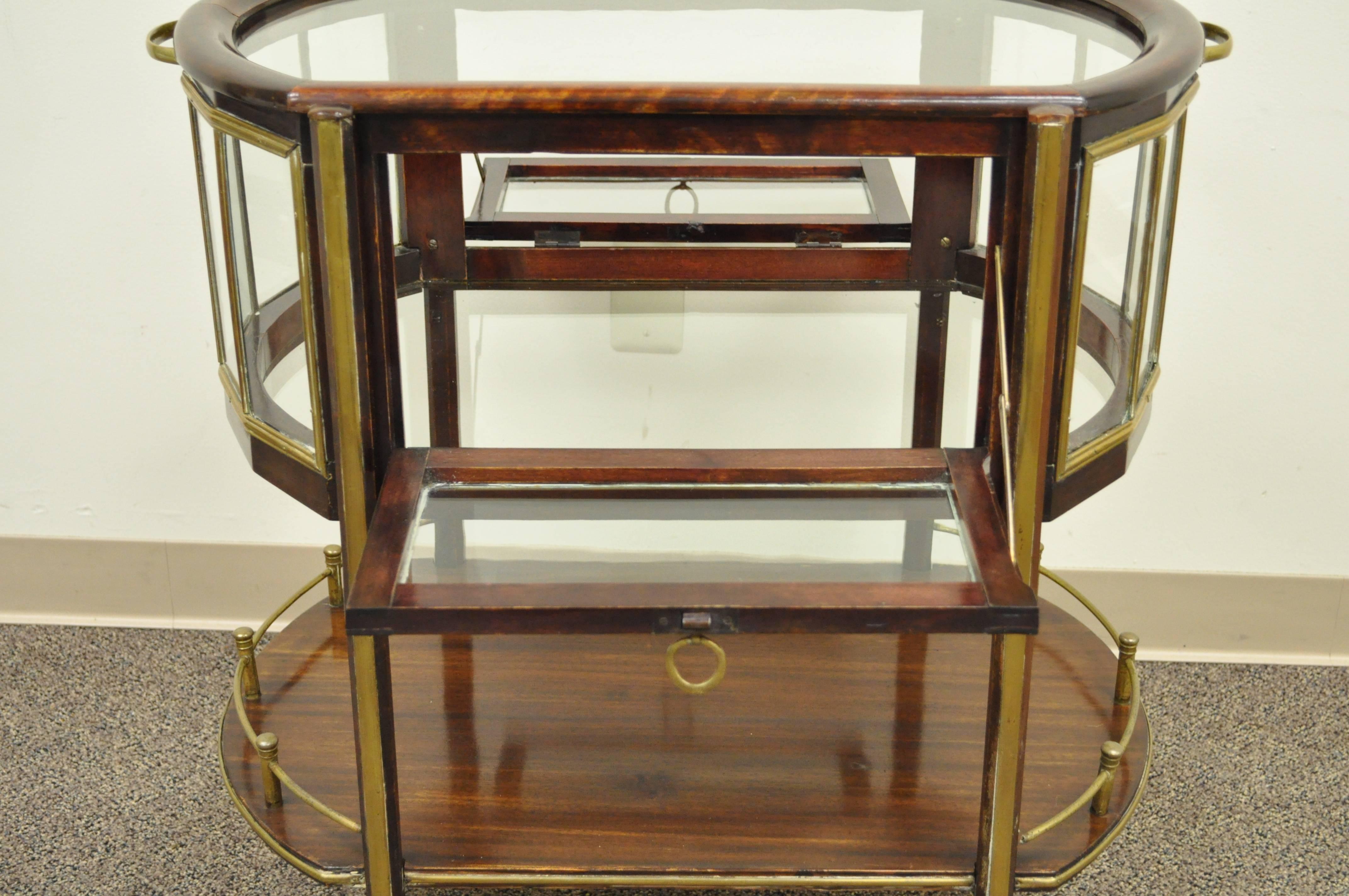 19th Century English Mahogany and Brass Drop Side Rolling Bar Cart Server In Good Condition In Philadelphia, PA