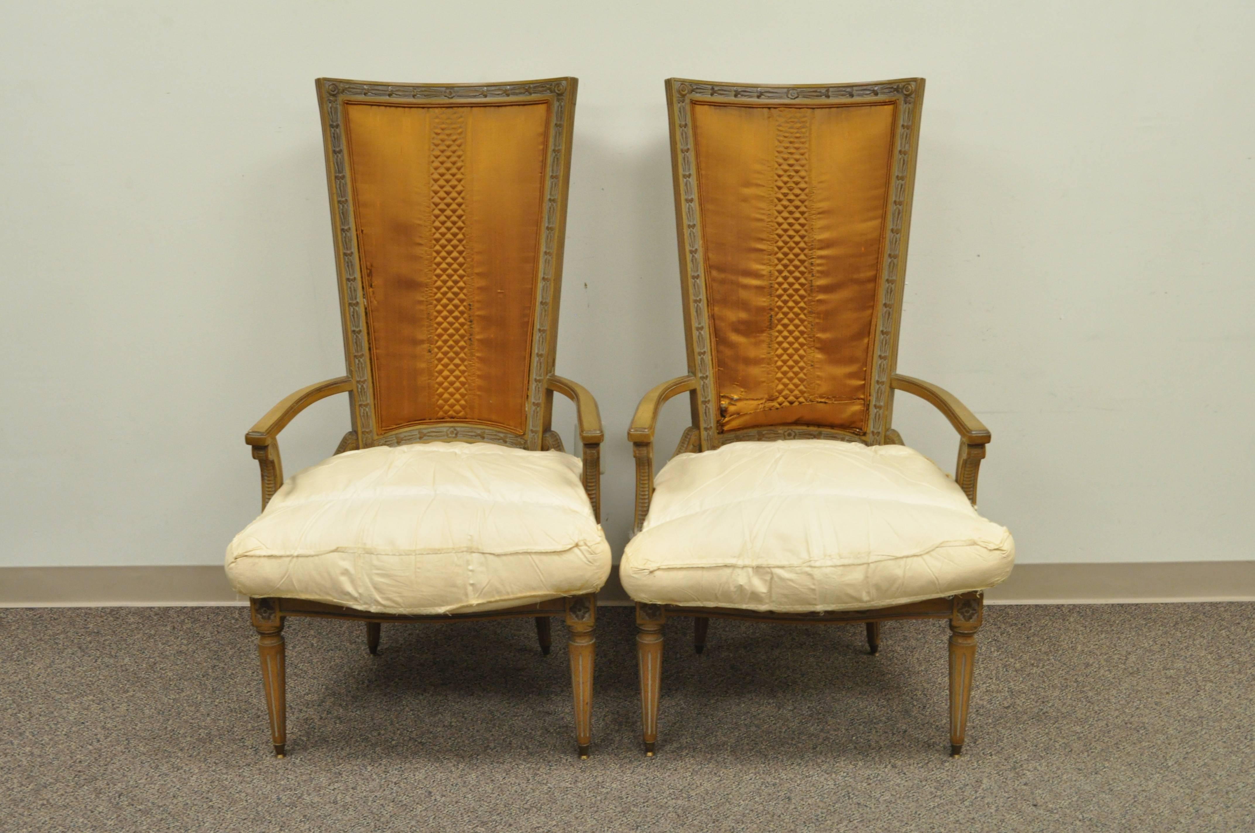 Pair of Tall Back Hollywood Regency Sculptural Arm Chairs after Dorothy Draper 1