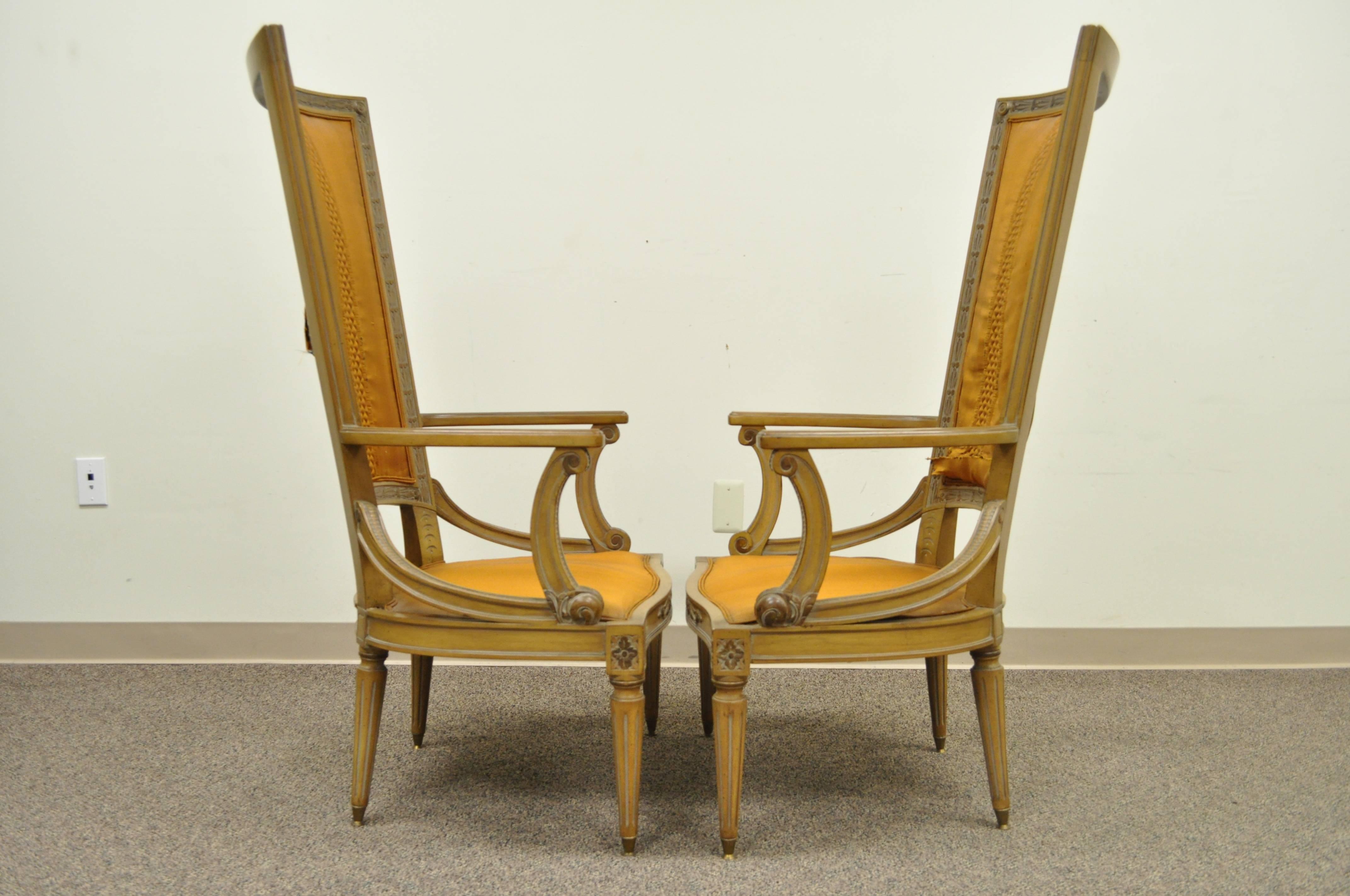 American Pair of Tall Back Hollywood Regency Sculptural Arm Chairs after Dorothy Draper