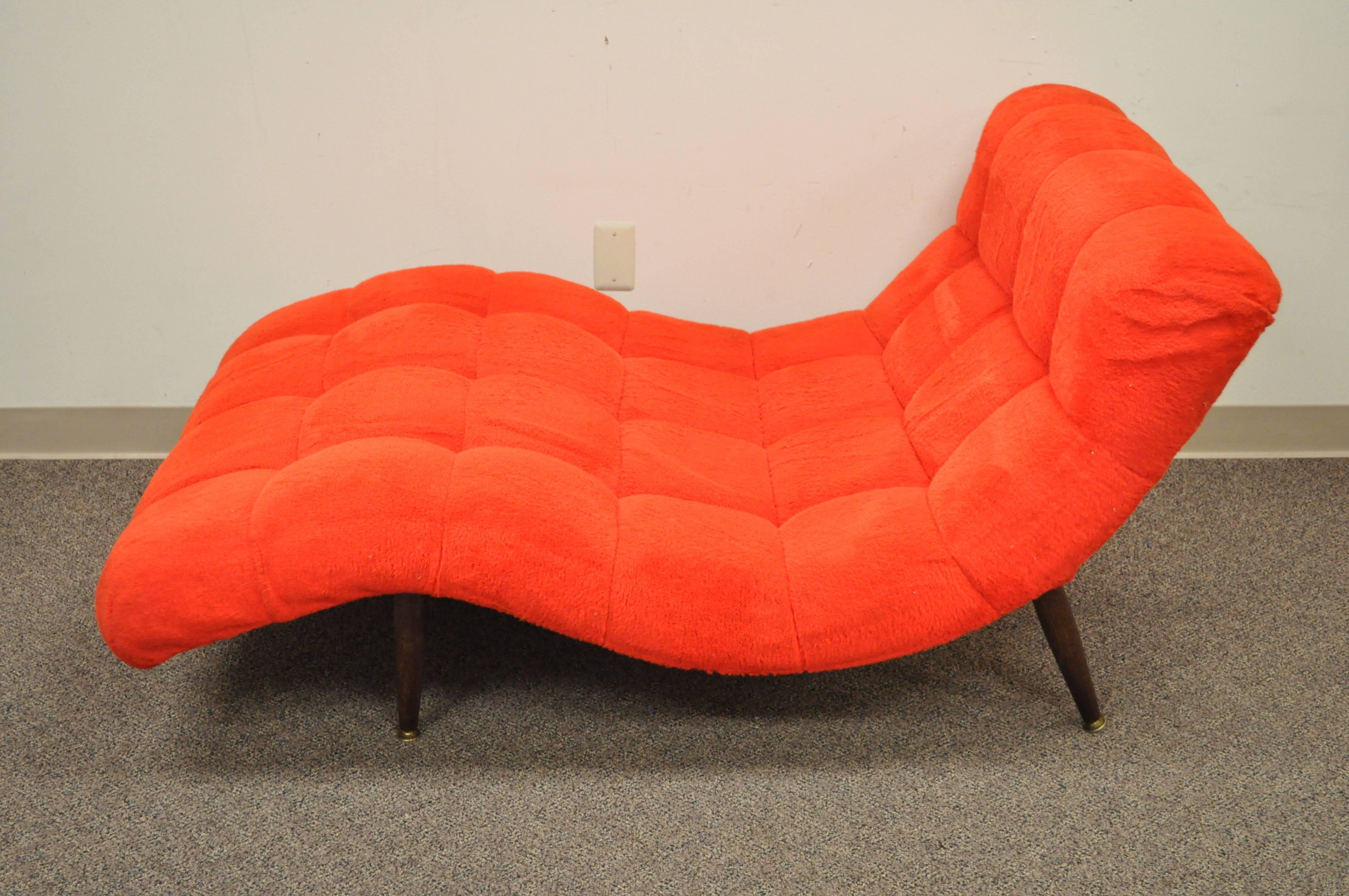 Mid Century Modern Double Wide Red Wave Chaise Lounge attr to Adrian Pearsall In Good Condition In Philadelphia, PA
