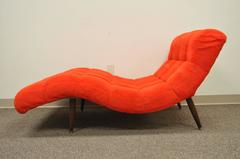 Mid Century Modern Double Wide Red Wave Chaise Lounge attr to Adrian Pearsall