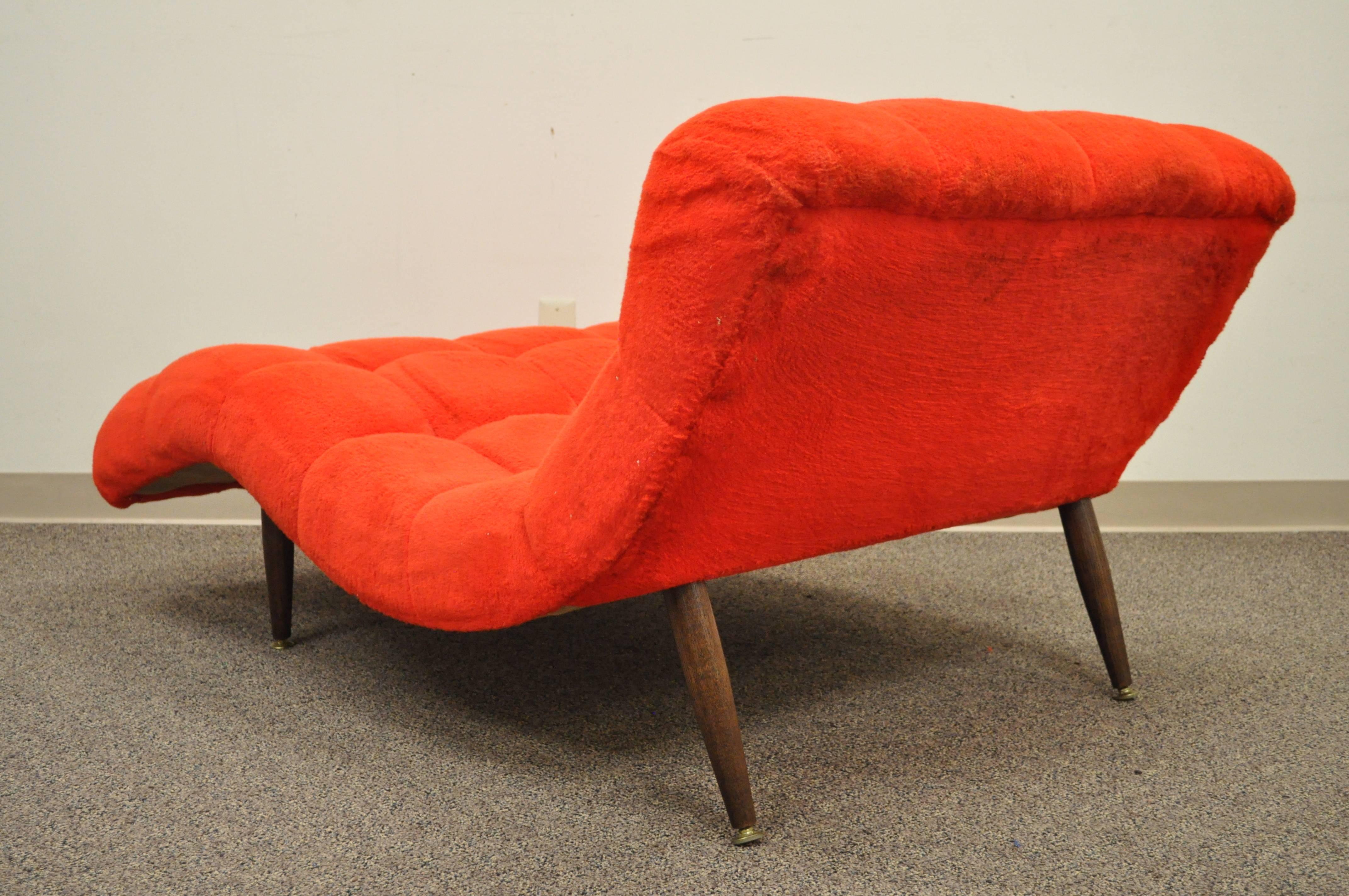 Mid-Century Modern Mid Century Modern Double Wide Red Wave Chaise Lounge attr to Adrian Pearsall