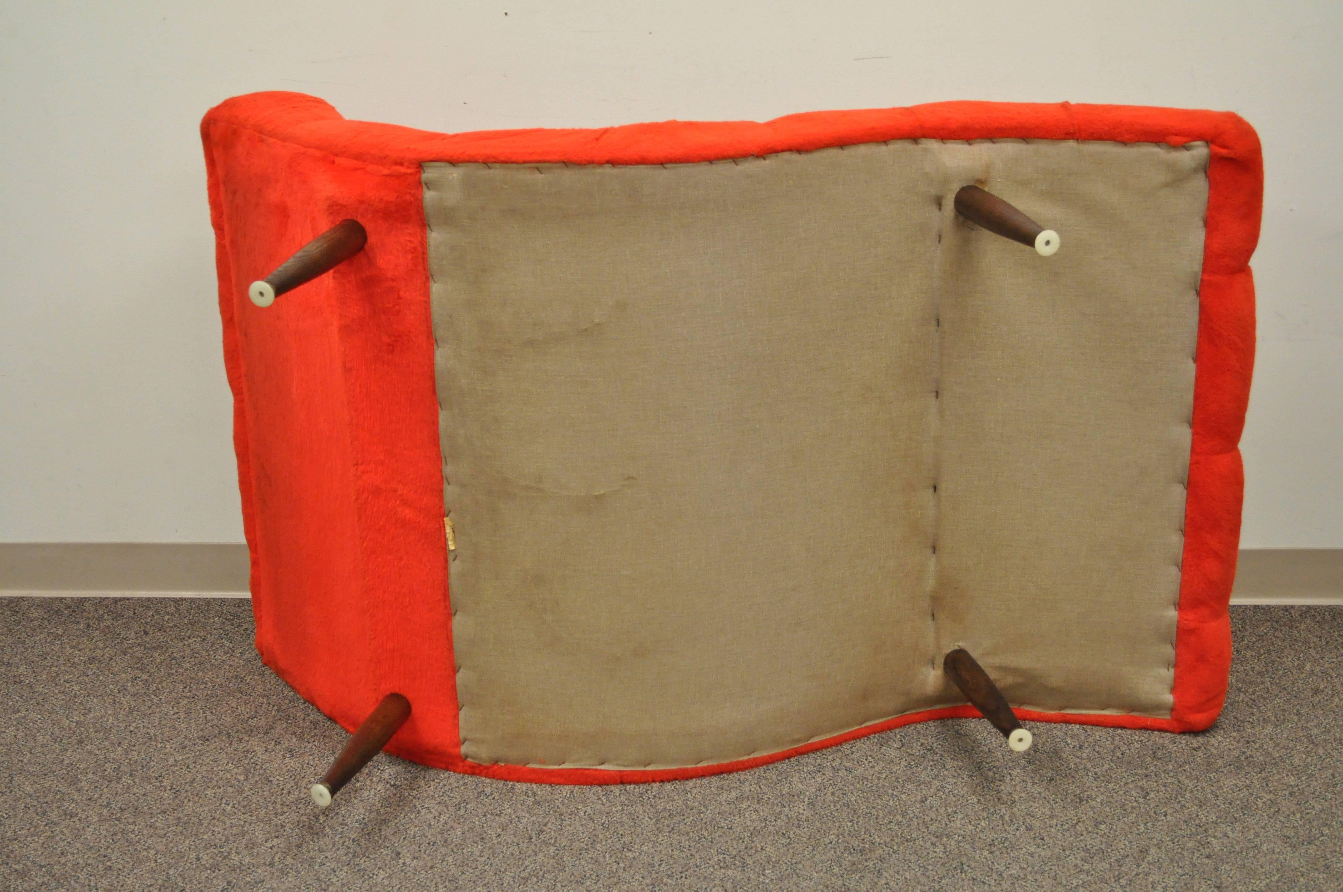 Mid-20th Century Mid Century Modern Double Wide Red Wave Chaise Lounge attr to Adrian Pearsall