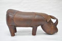 Sarreid Brown Leather Rhinoceros Rhino Footstool Stool after Dimitri Omersa