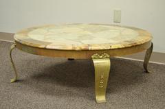 Brass and Onyx Round Coffee Table by Muller's of Mexico Attr. to Arturo Pani