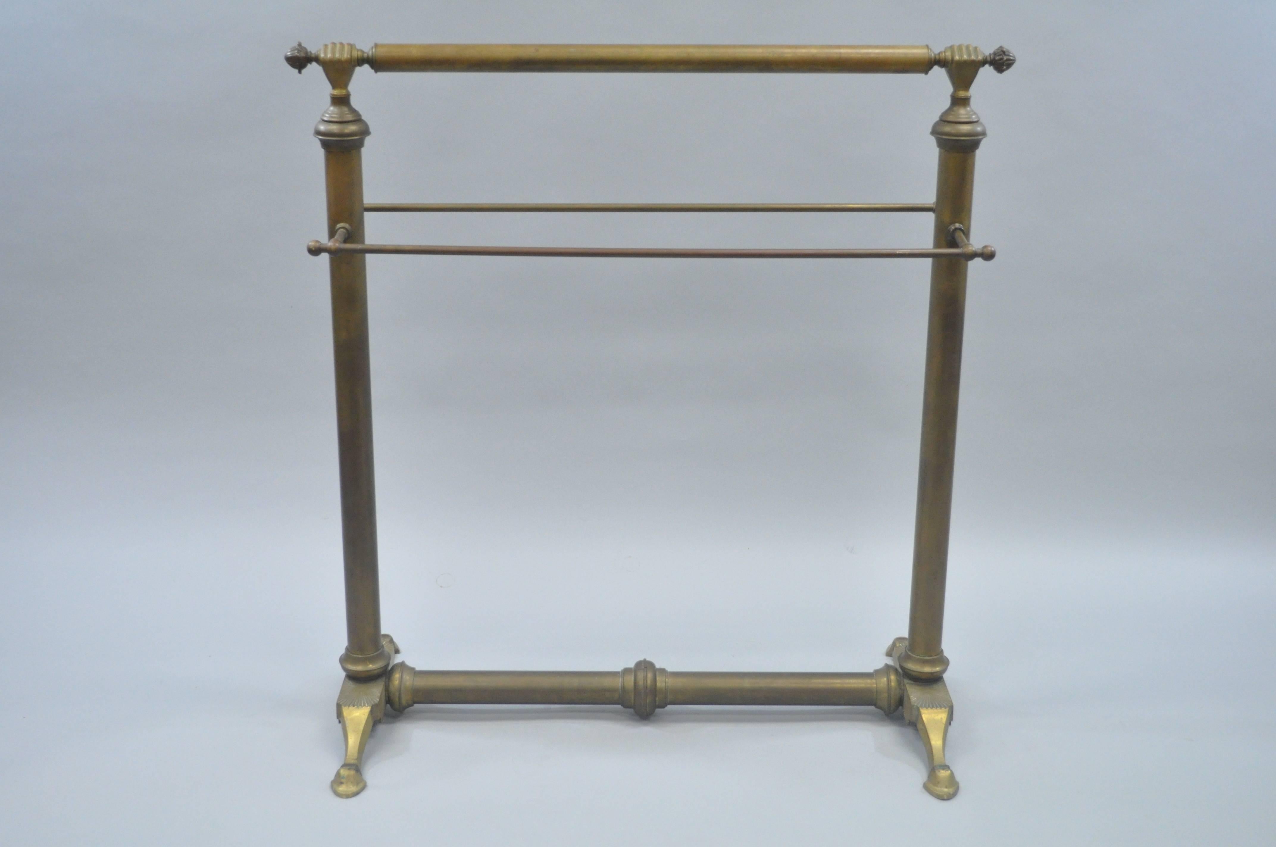 European Clasped Hands Victorian Andre Arbus Style Brass Quilt Towel Rack Stand Holder