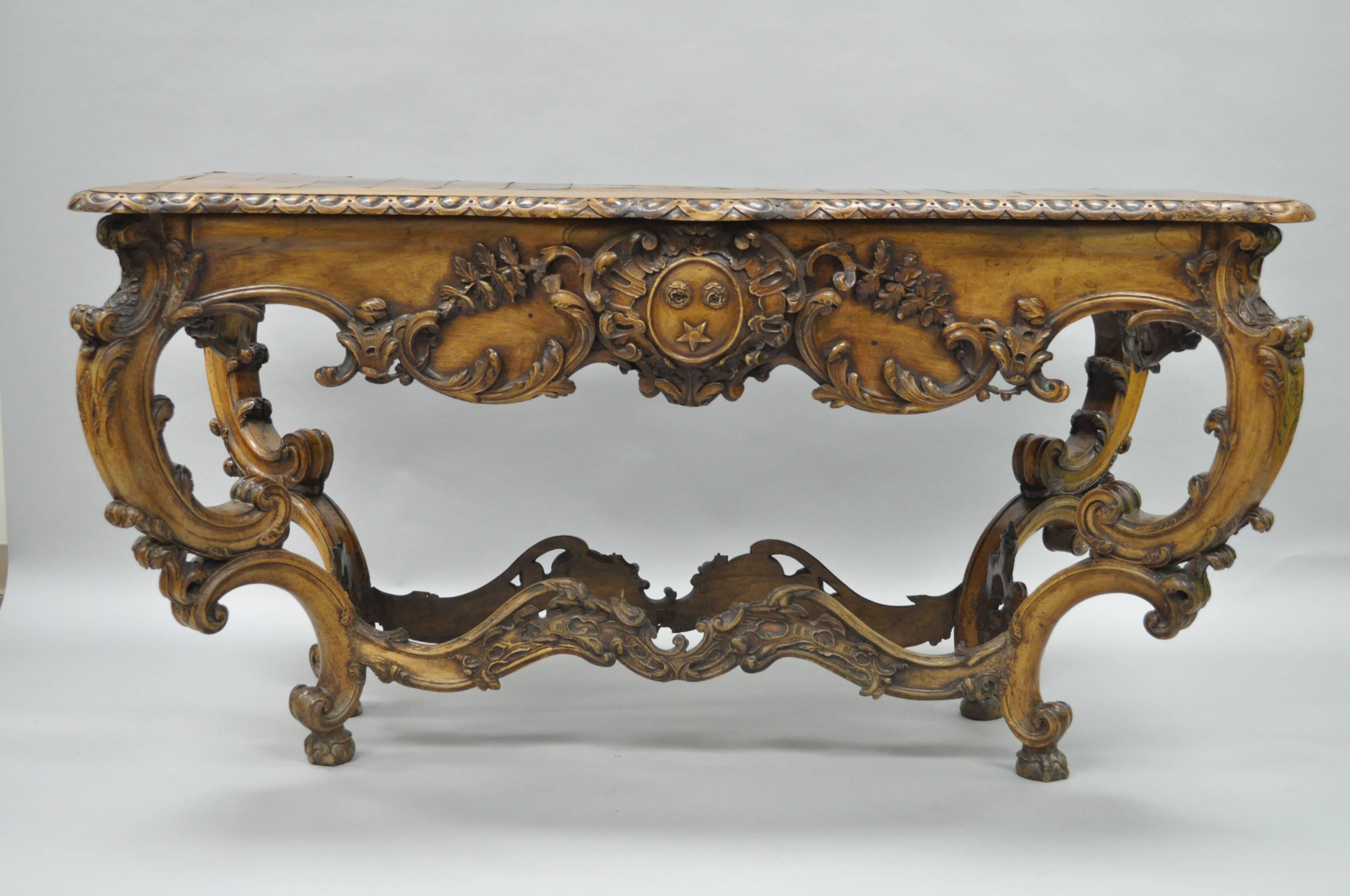 19th C. Italian Baroque Carved Walnut Center Table in the French Louis XV Taste 6
