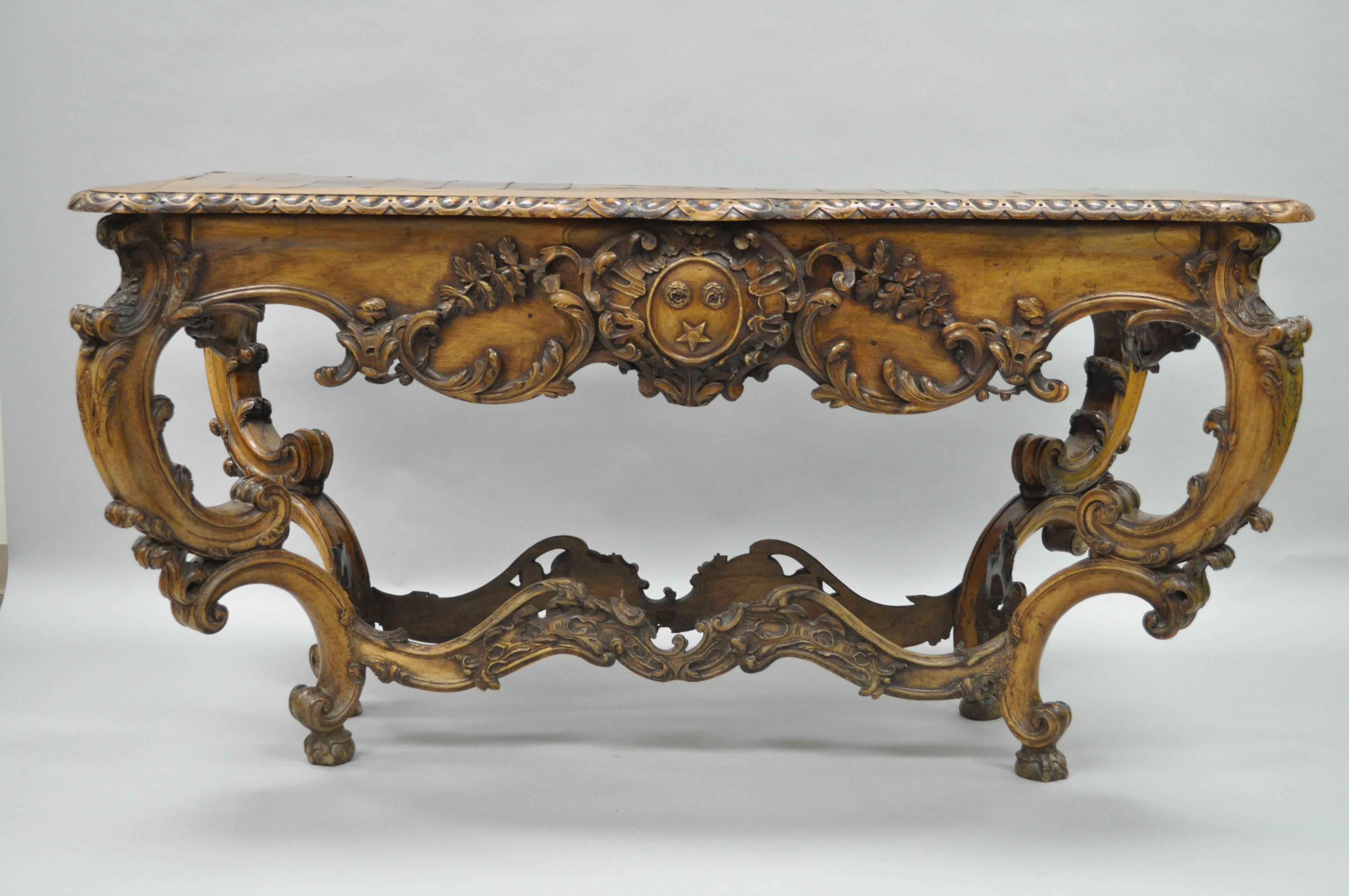 19th C. Italian Baroque Carved Walnut Center Table in the French Louis XV Taste For Sale 6