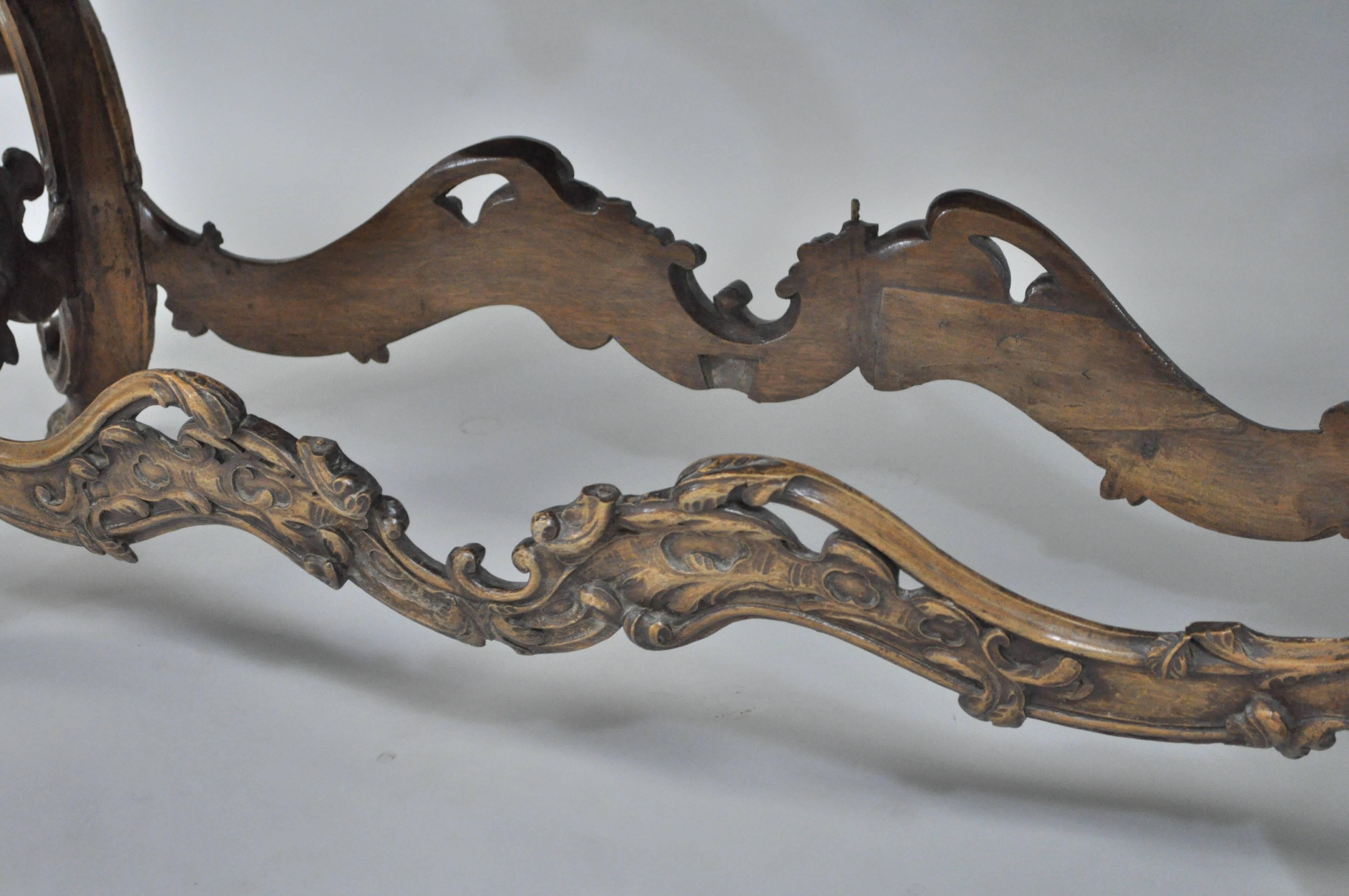 19th C. Italian Baroque Carved Walnut Center Table in the French Louis XV Taste 2