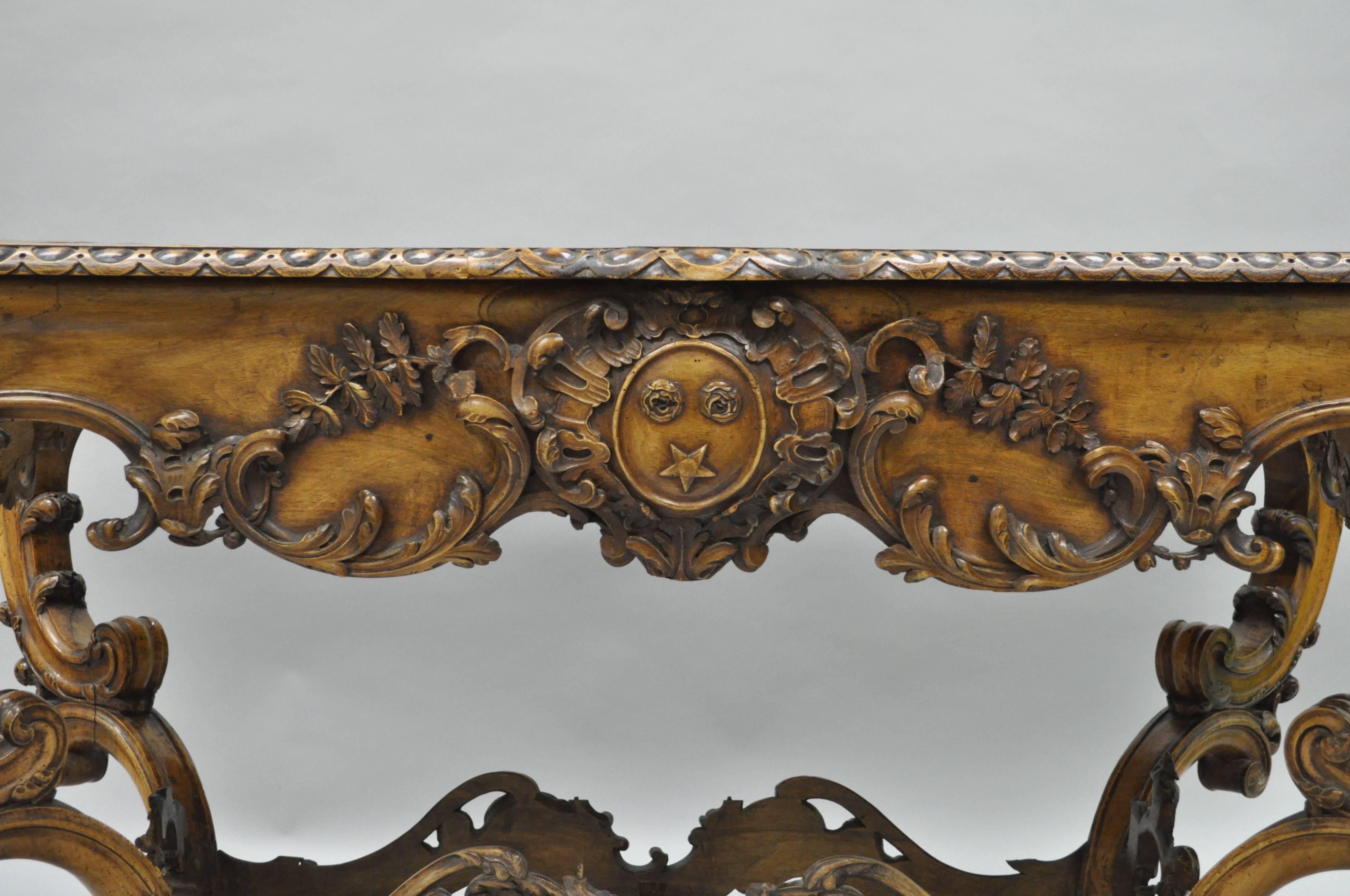 19th C. Italian Baroque Carved Walnut Center Table in the French Louis XV Taste For Sale 5