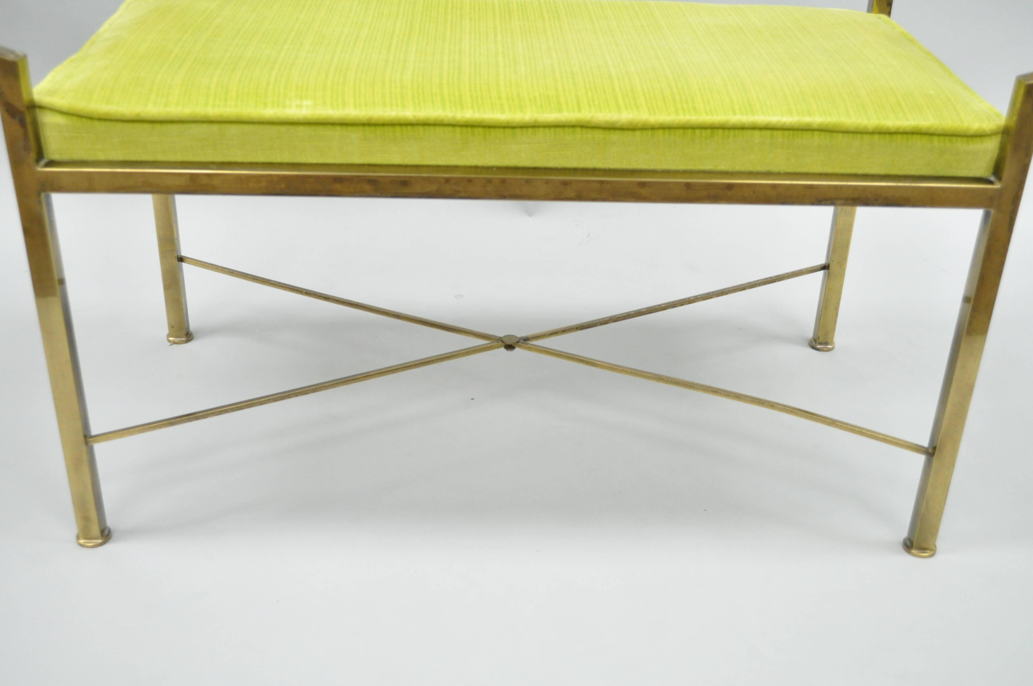 Brass Hollywood Regency Neoclassical Style Bench after Mastercraft X-Form 1