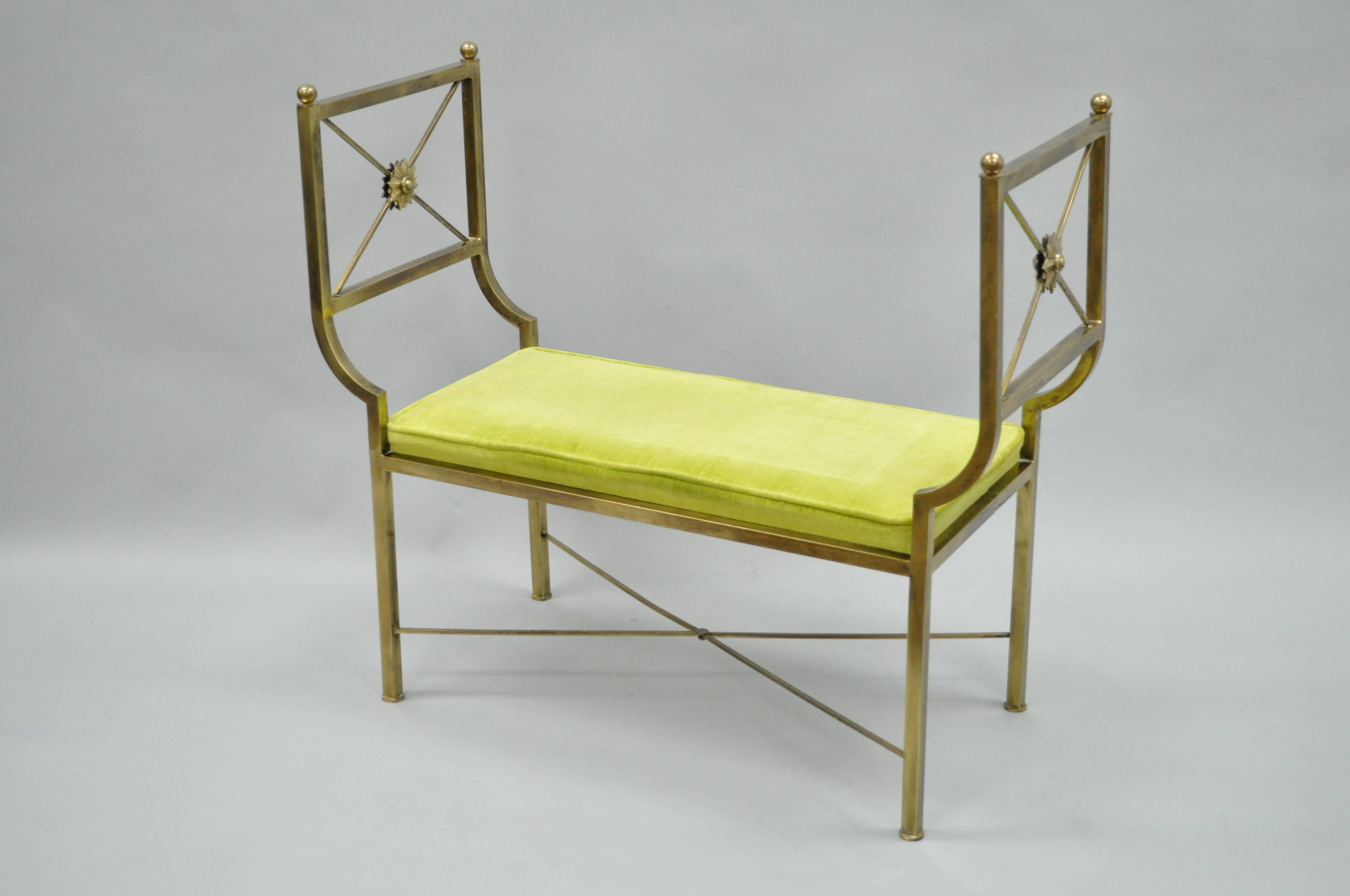 Brass Hollywood Regency Neoclassical Style Bench after Mastercraft X-Form 4