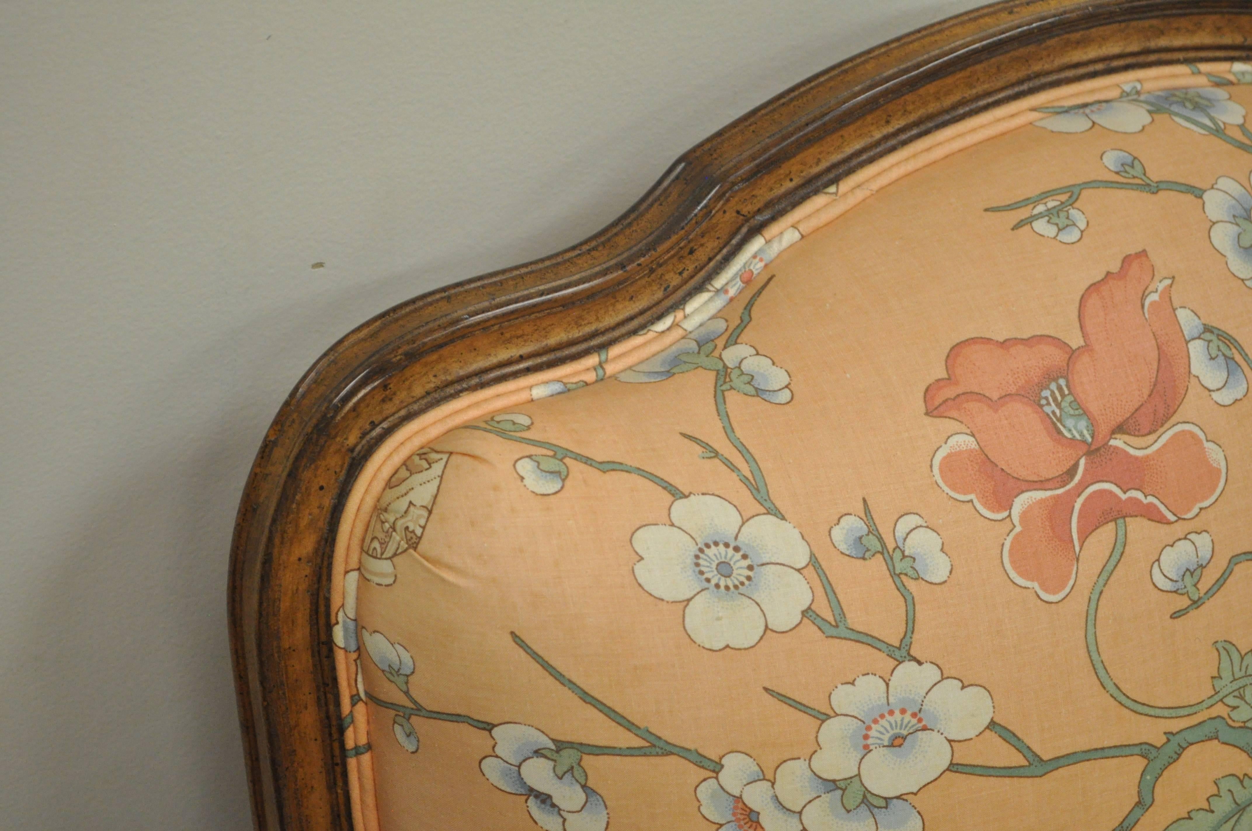 French Provincial Louis XV Style Shell Carved Bergere Arm Chair and Ottoman In Good Condition In Philadelphia, PA