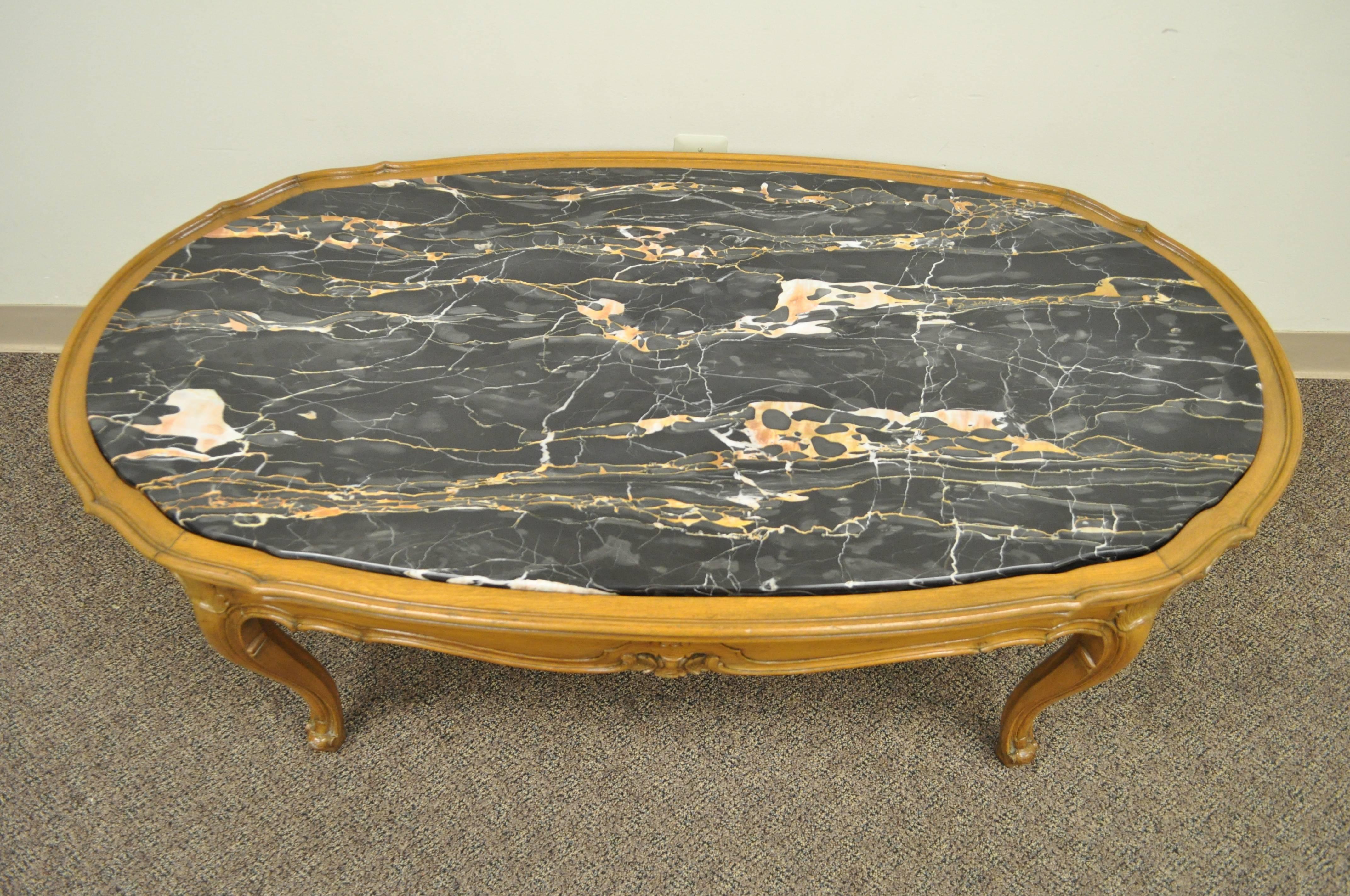 french provincial coffee table with marble top