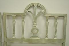 Pair of Prince of Wales Plume Feather Carved Wood Single Twin Bed Headboards