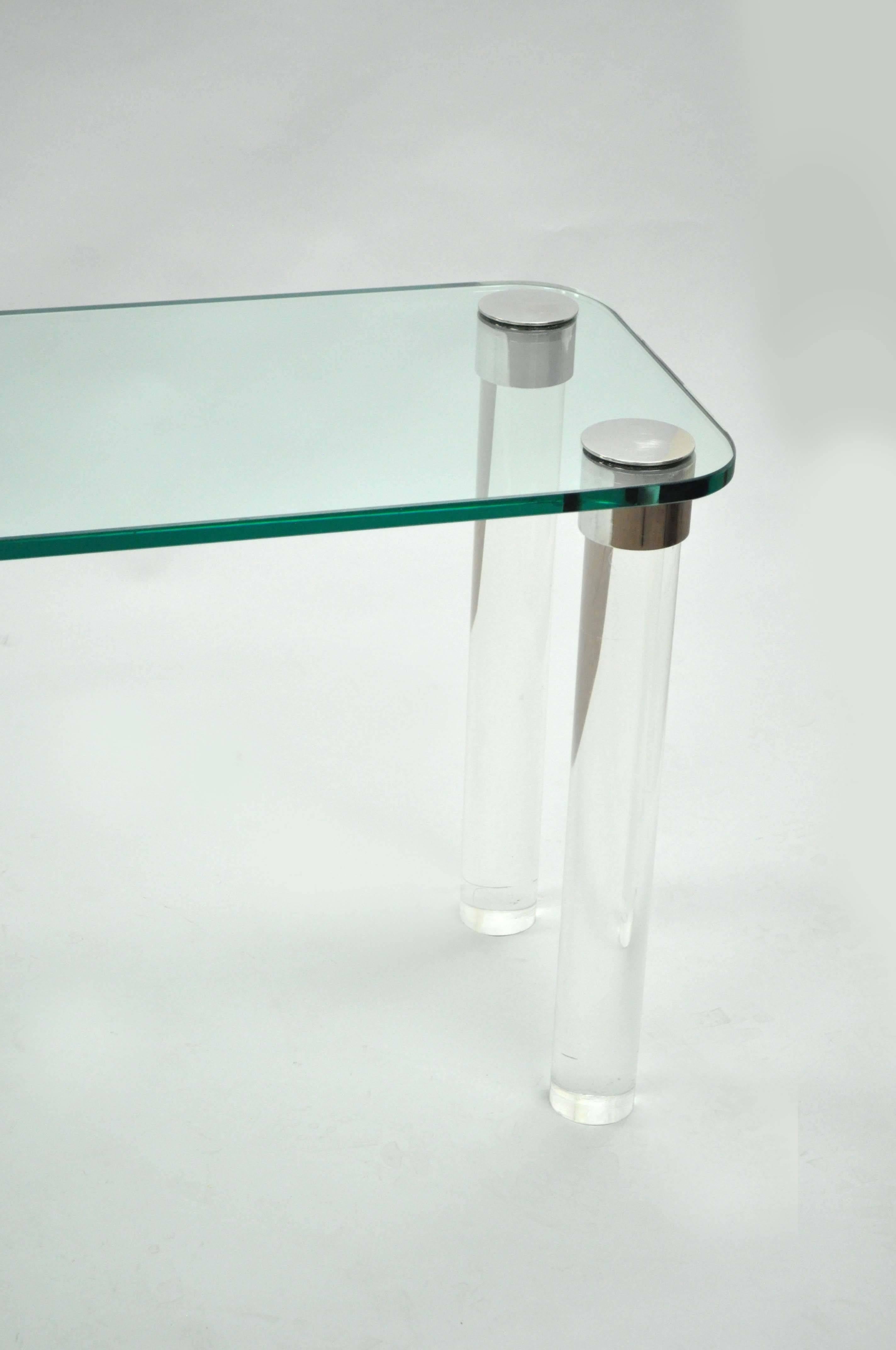 Late 20th Century Pace Mid-Century Modern Cylindrical Lucite, Chrome and Glass Console Hall Table