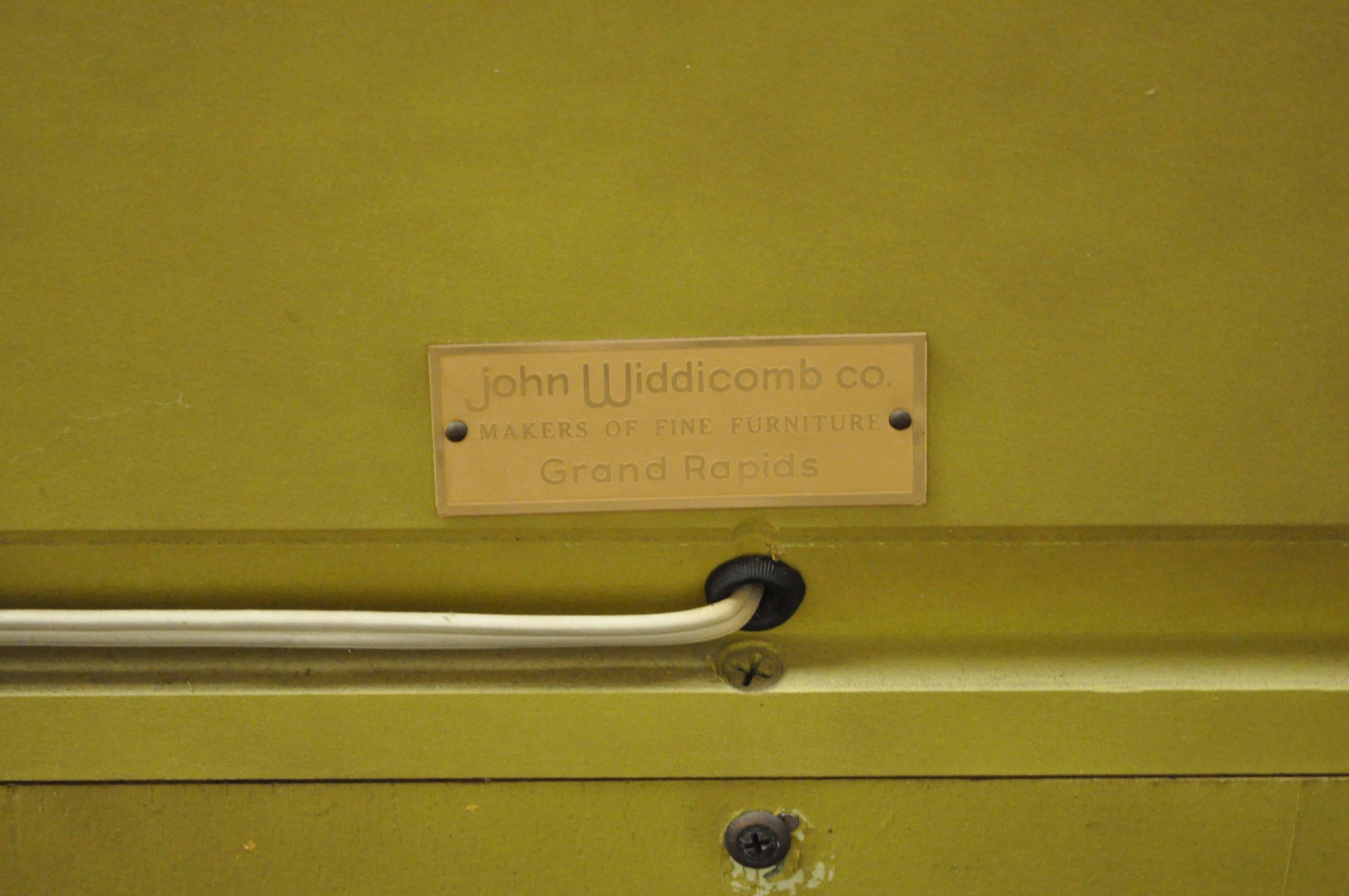 John Widdicomb Green Bonnet Top French Hollywood Regency Bookcase Cabinet Curio 1