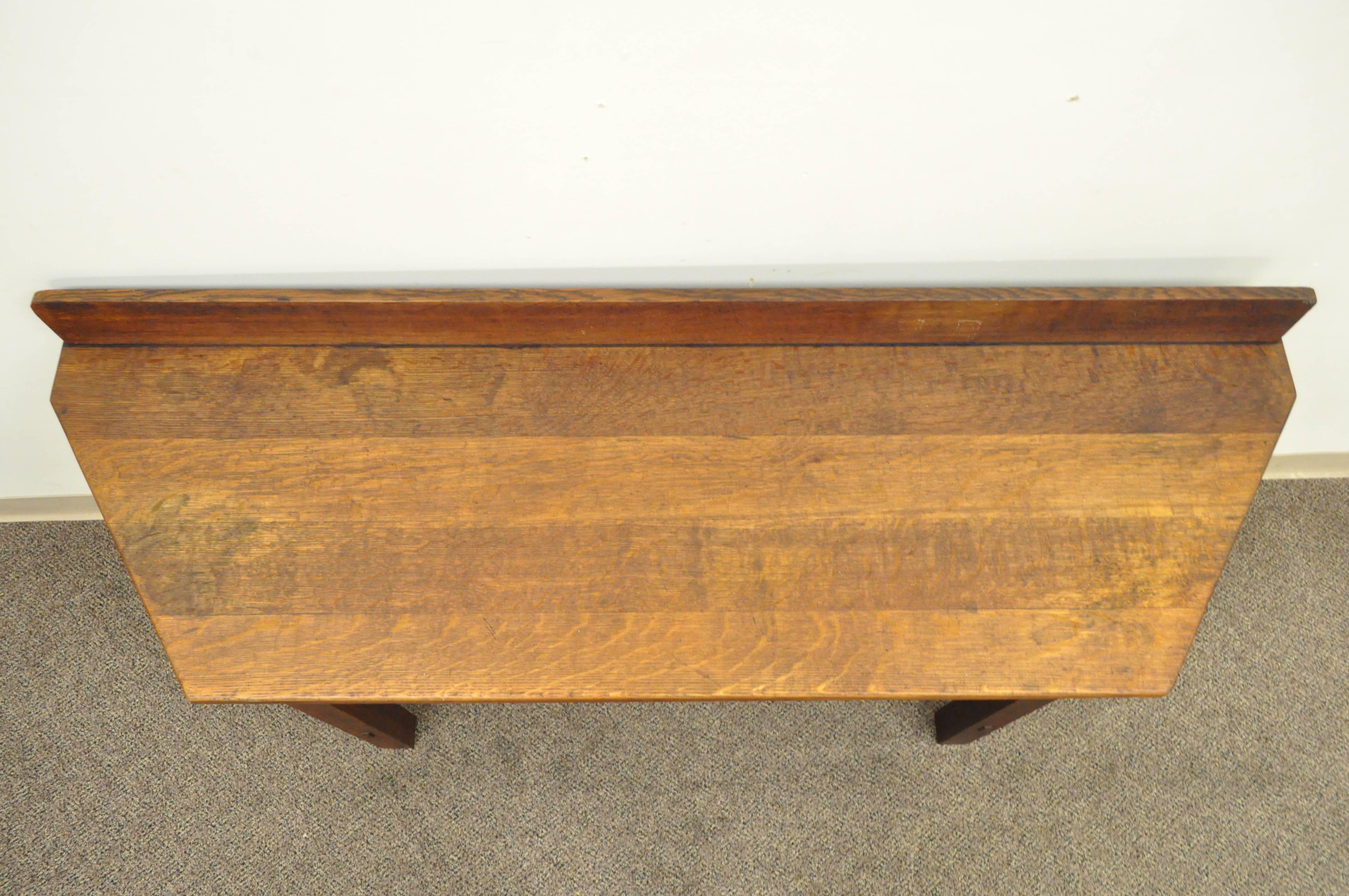 Rare Limbert One-Drawer Mission Oak Console Table with Backsplash, circa 1910 In Good Condition In Philadelphia, PA